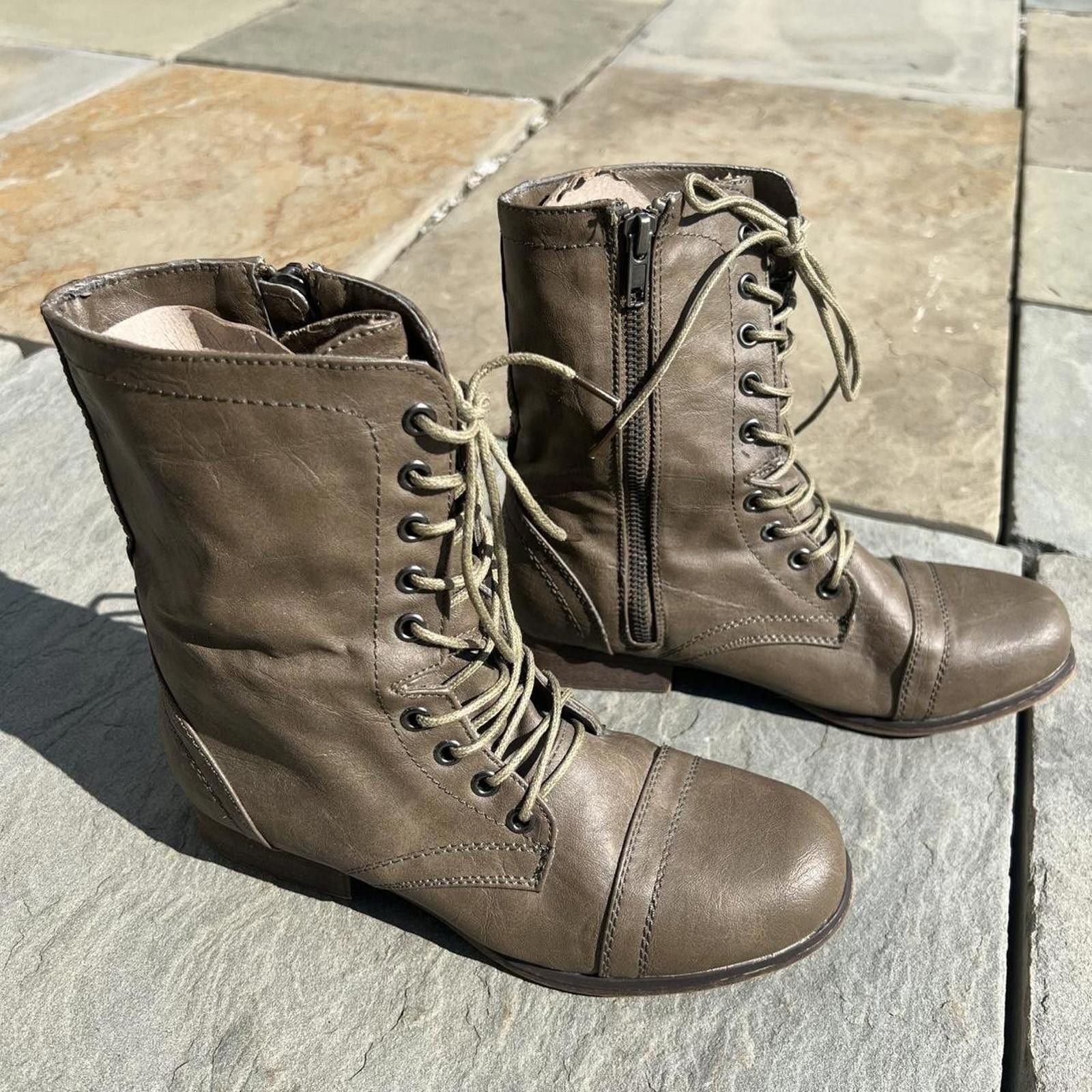 Steve Madden Brown Tan Leather Lace Up Boots Size 6 Size US 6 / IT 36 - 1 Thumbnail