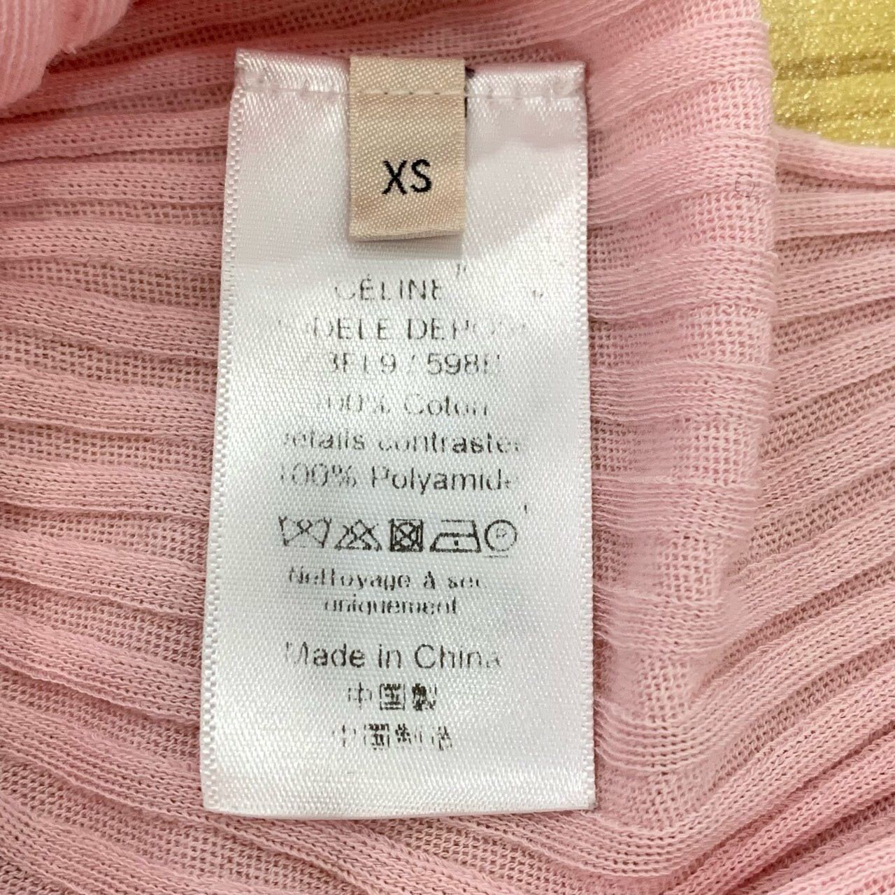 Celine Celine Pink Ribbed Long Sleeve Knit Top With Contrast Trim X Size XS / US 0-2 / IT 36-38 - 4 Thumbnail