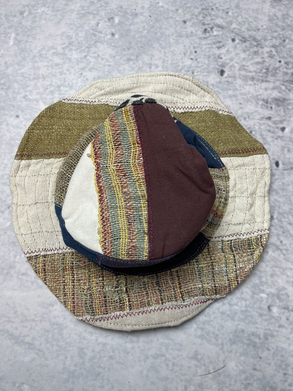 Art Comes First Vintage HIPPIE BUCKET HAT patchwork HEMP STYLE Size ONE SIZE - 4 Thumbnail