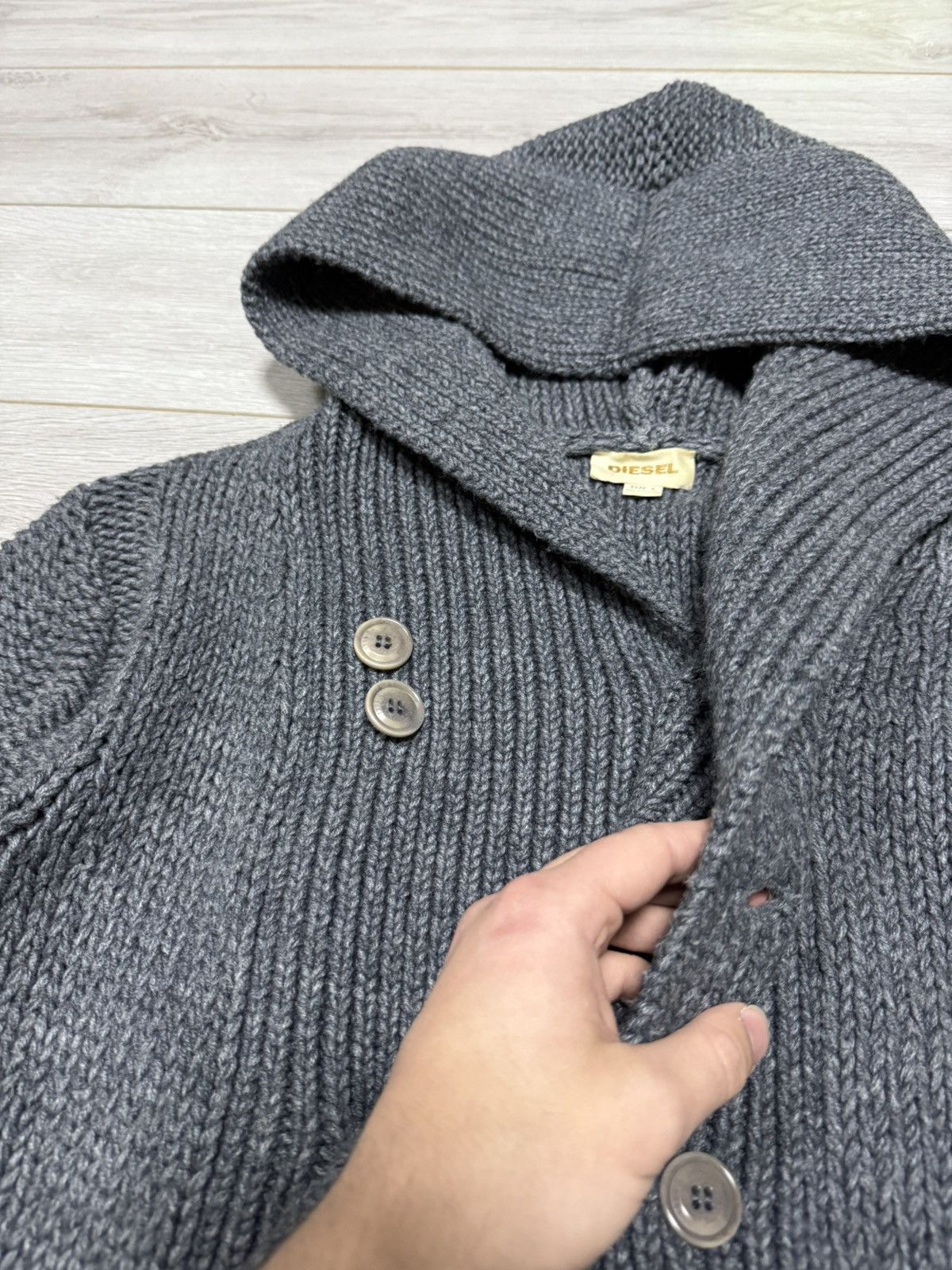 Diesel DIESEL giant hood avant garde knitted hoodie big wool button Size US L / EU 52-54 / 3 - 8 Thumbnail