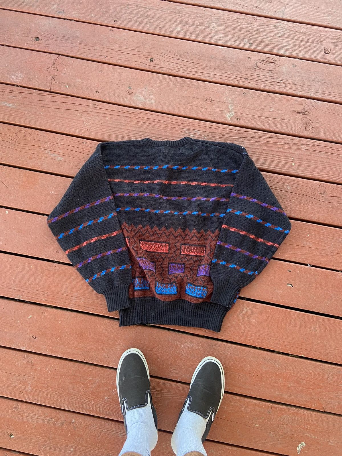Vintage Vintage knit striped sweater Size US XL / EU 56 / 4 - 2 Thumbnail