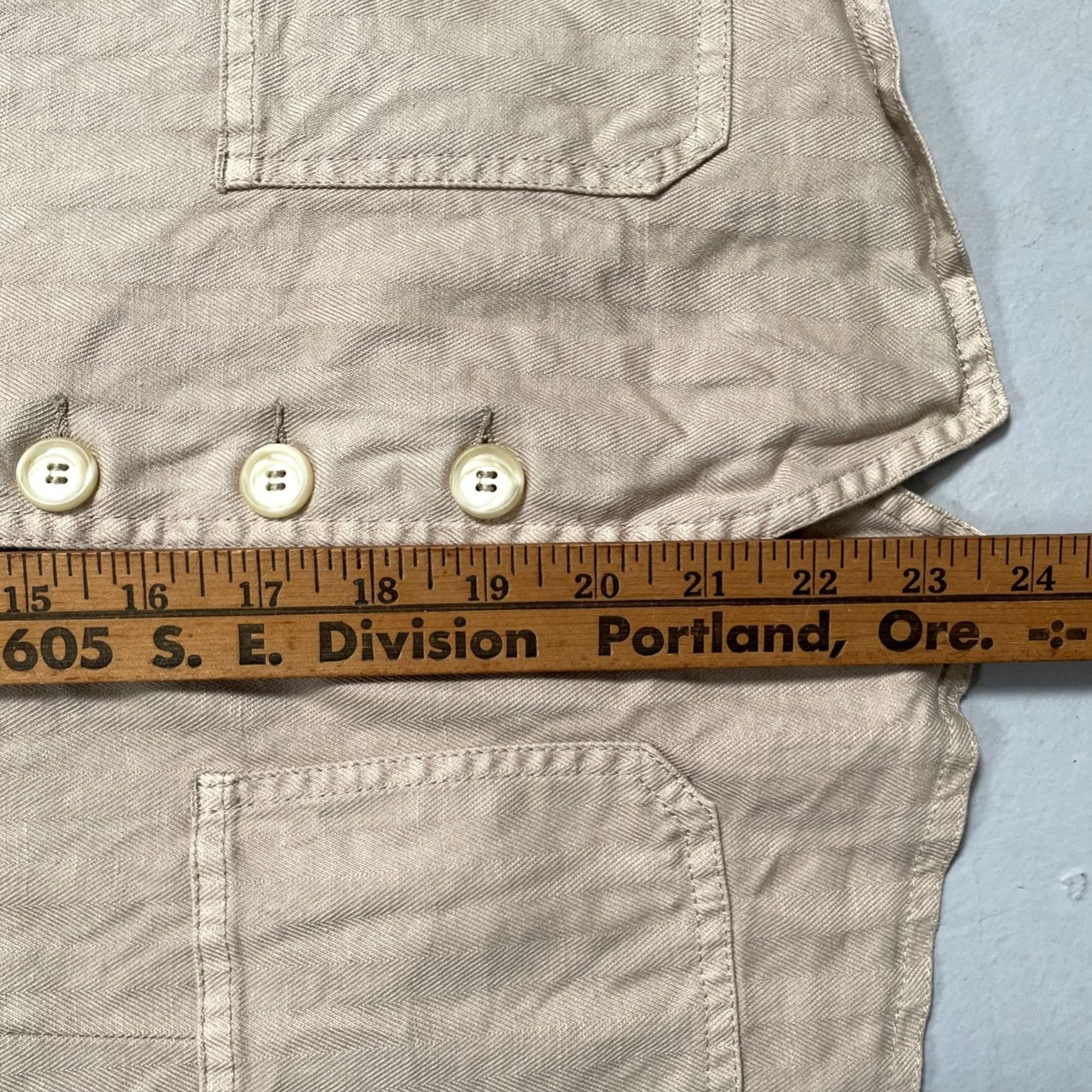 Vetra Vetra Vest Unisex Adults 42 Beige Twill Linen Blend Cinch Back Workwear France 50s Vintage Designer - Size US XS / EU 42 / 0 - 5 Thumbnail