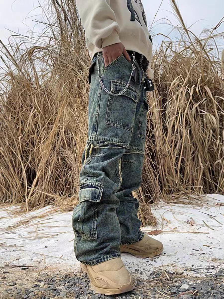 Japanese Brand × Jean Heavyweight workwear distressed raw edge micro flare jeans Size US 34 / EU 50 - 2 Thumbnail
