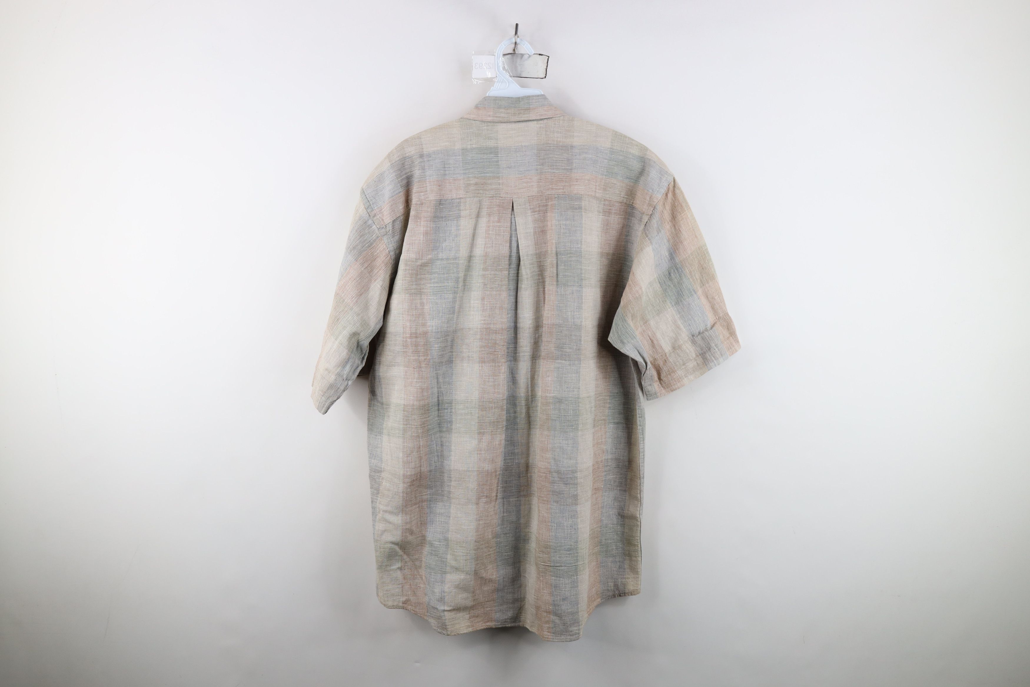 Vintage Vintage 90s Streetwear Checkered Linen Baggy Button Shirt Size US M / EU 48-50 / 2 - 10 Thumbnail