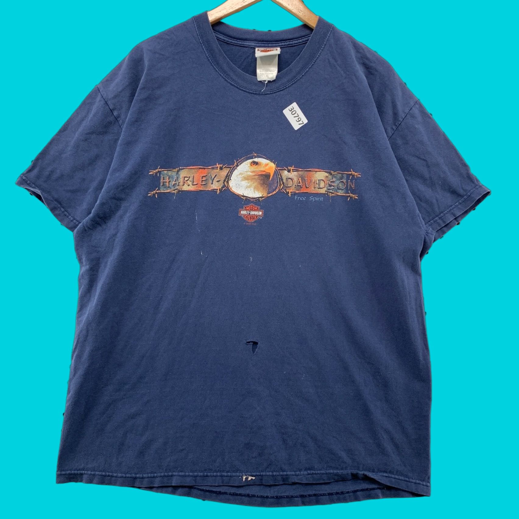 Harley Davidson Harley-Davidson Motorcycle Eagle Shirt Mens XL Blue Distressed Flame 23.5X30 Size US XL / EU 56 / 4 - 1 Thumbnail