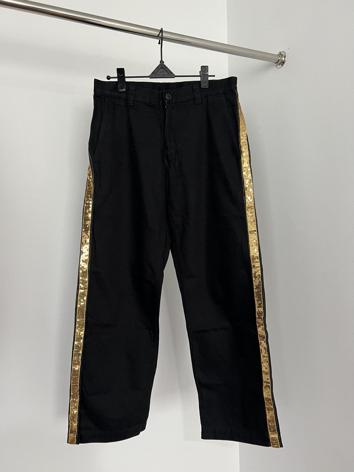image of Comme Des Garcons x Comme Des Garcons Homme 2007 Comme Des Garçons Sequins Tape Pants in Black/Gold