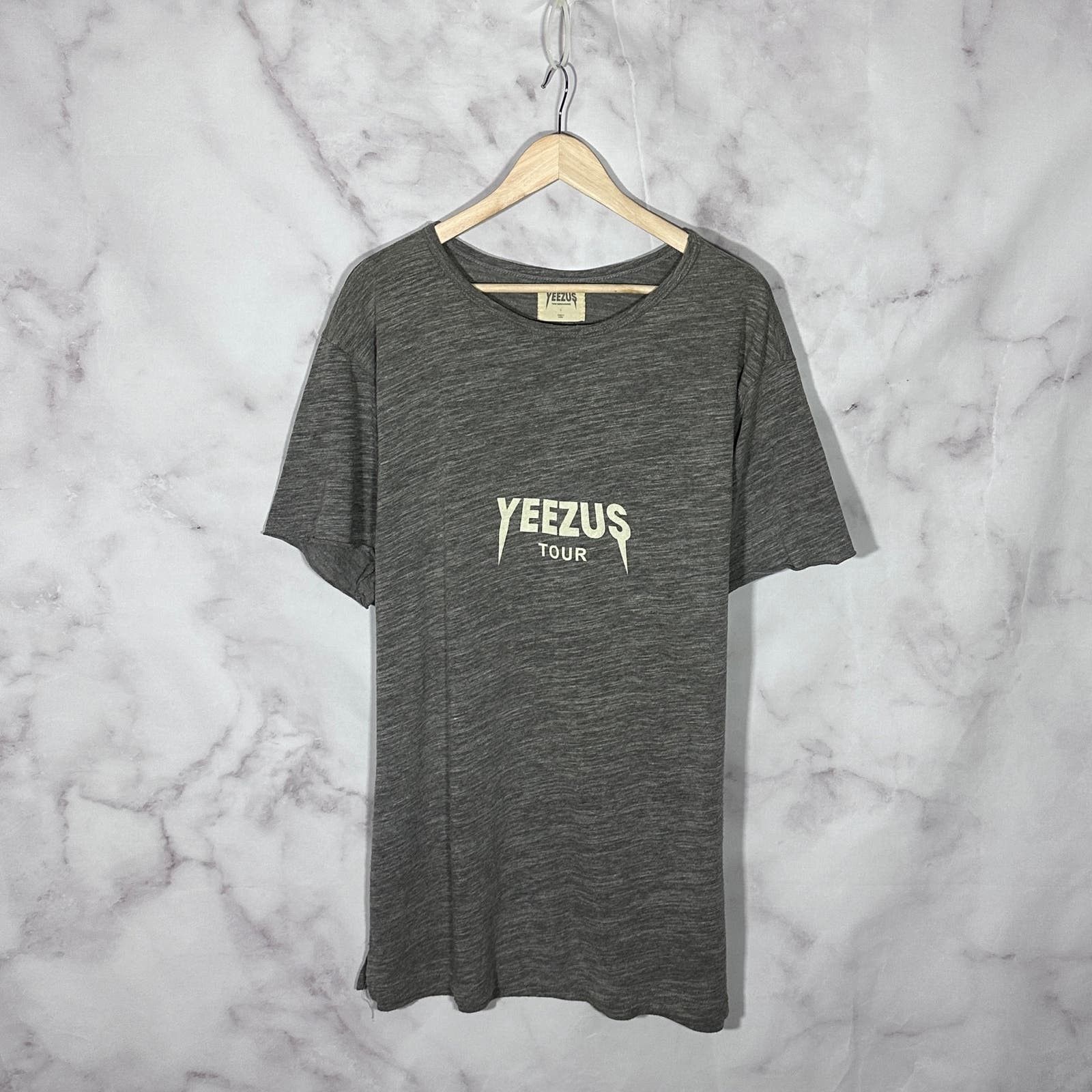 image of Kanye West x Tour Tee Yeezus Tour Logo Heather Grey Tee, Men's (Size Large)