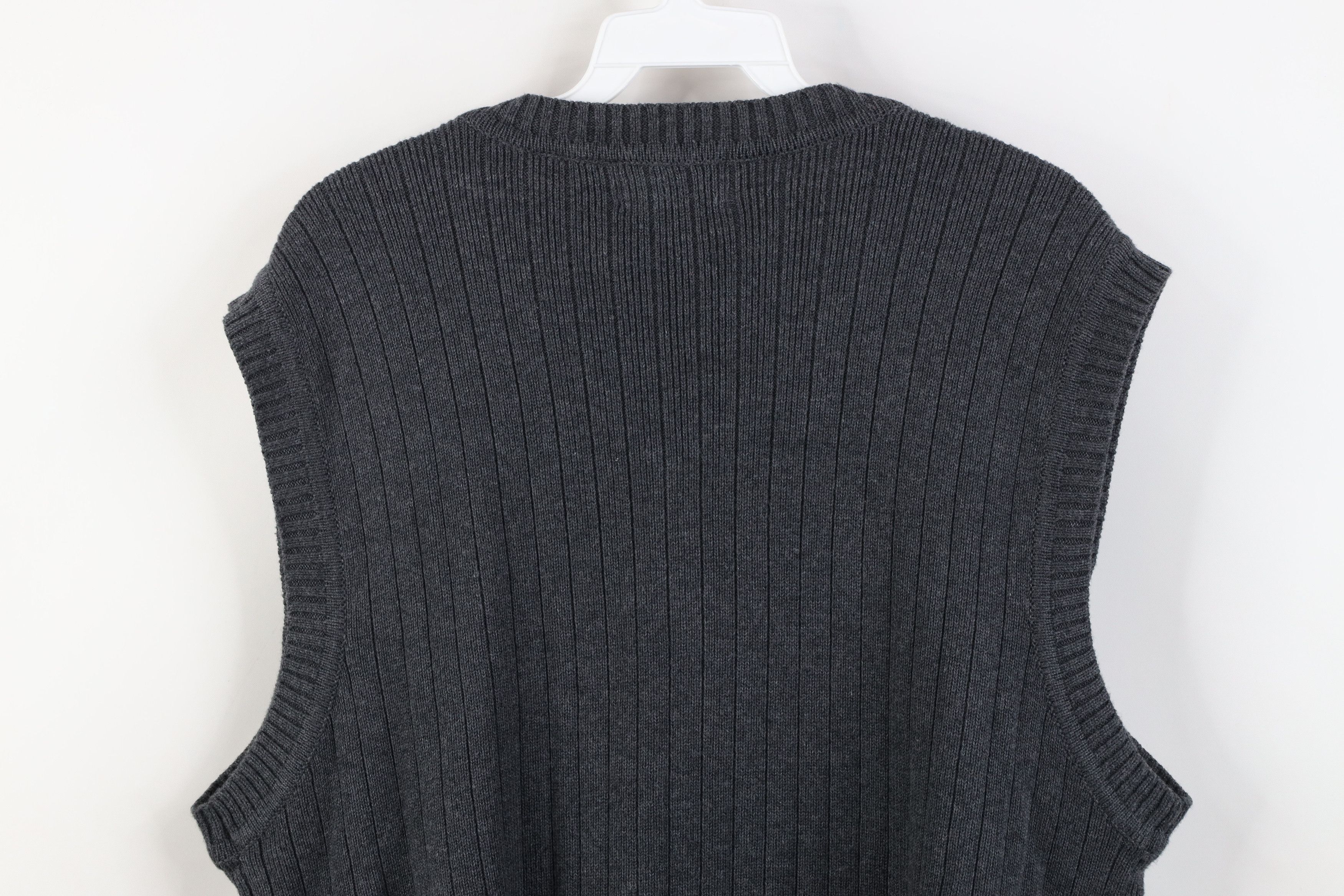 Vintage Vintage 90s Streetwear Cotton Ribbed Knit Sweater Vest Gray Size US M / EU 48-50 / 2 - 8 Thumbnail