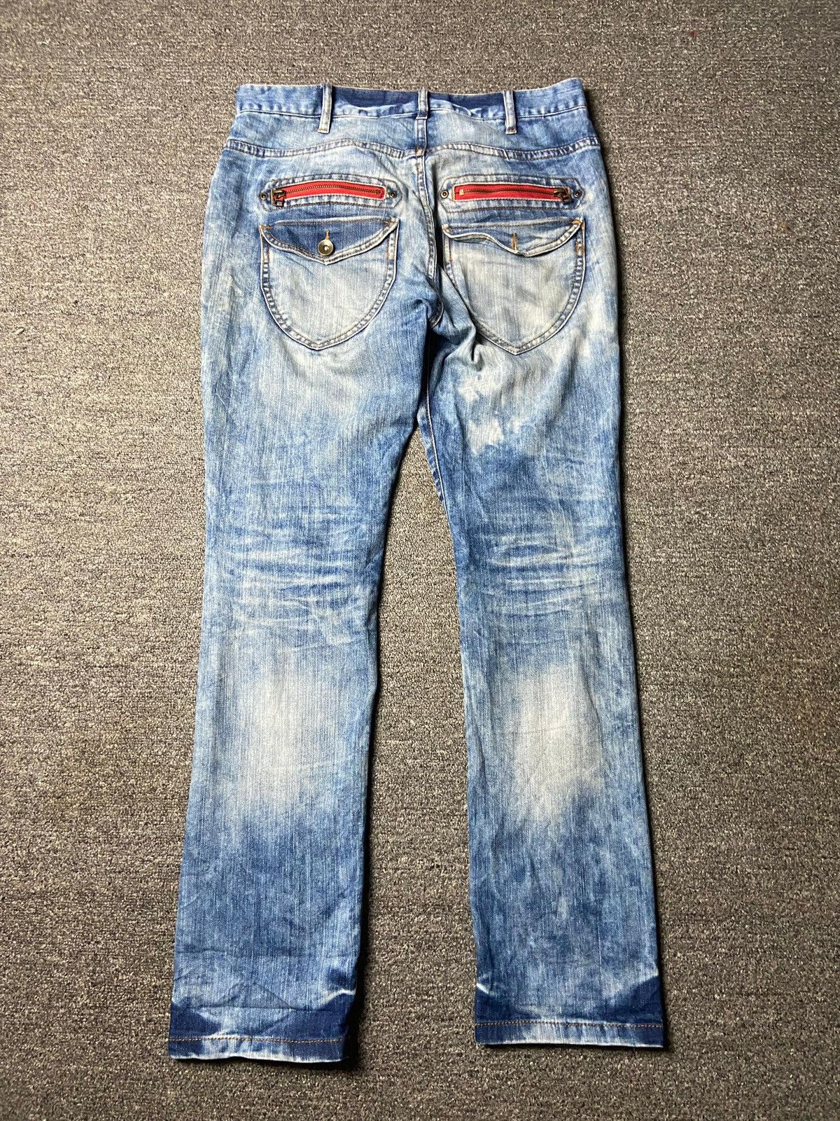 Japanese Brand Basement Wear Acid Wash Distressed Jeans (164) Size US 32 / EU 48 - 3 Thumbnail