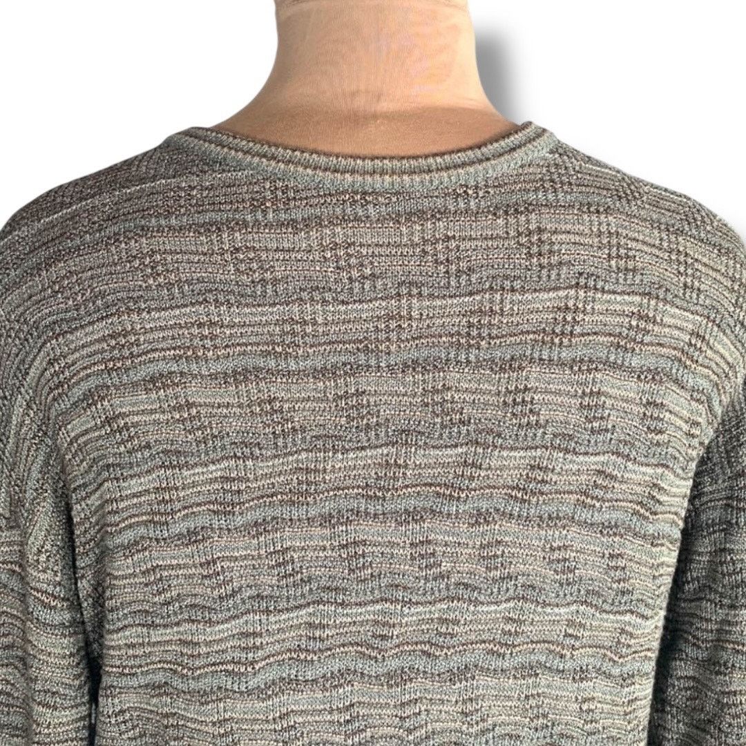 Vintage Vintage 90s Pronto Uomo Sweater Gray Green Wavy Knit Size US L / EU 52-54 / 3 - 2 Thumbnail