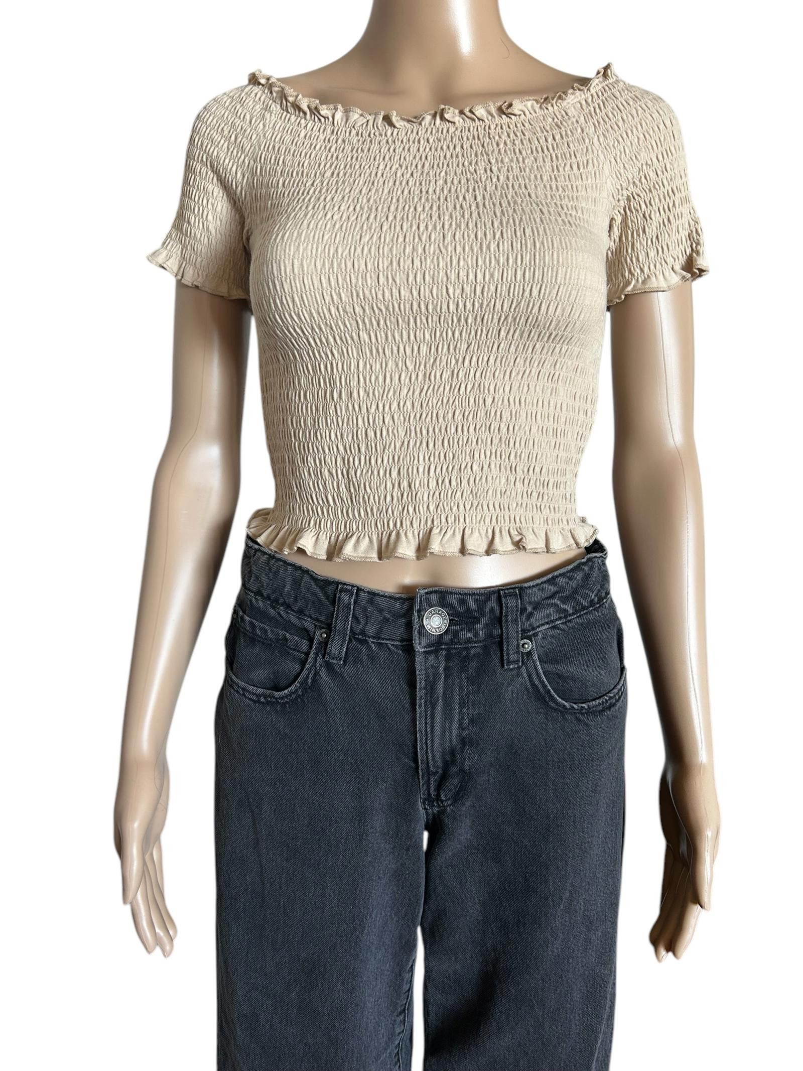 H&M H&M Off-Shoulder Ruffled Smocked Top - Size S Size S / US 4 / IT 40 - 2 Thumbnail