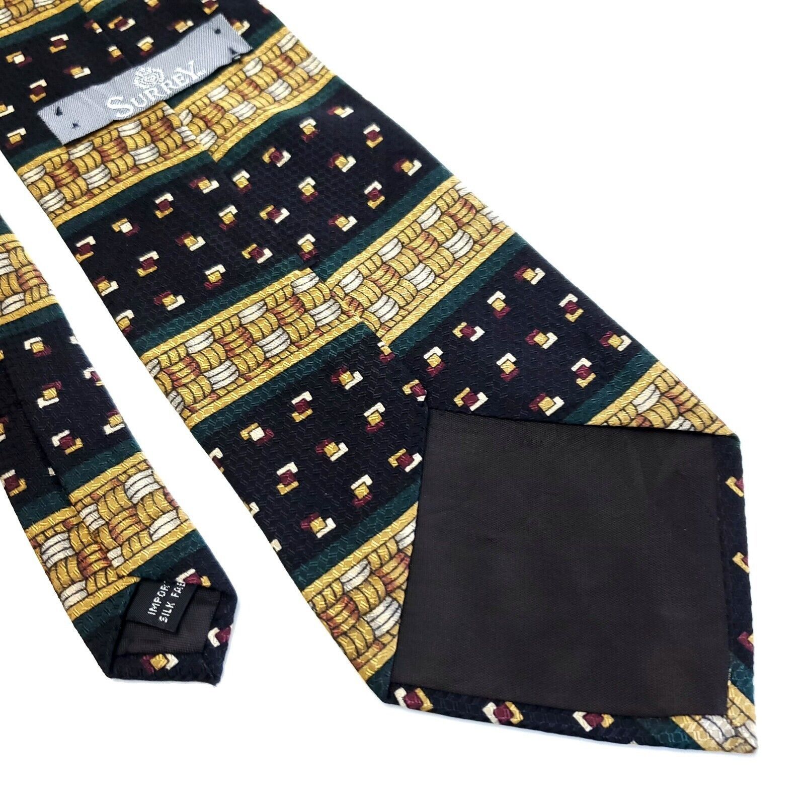 Designer Surrey Green Black Abstract Wide Silk Tie Size ONE SIZE - 5 Thumbnail
