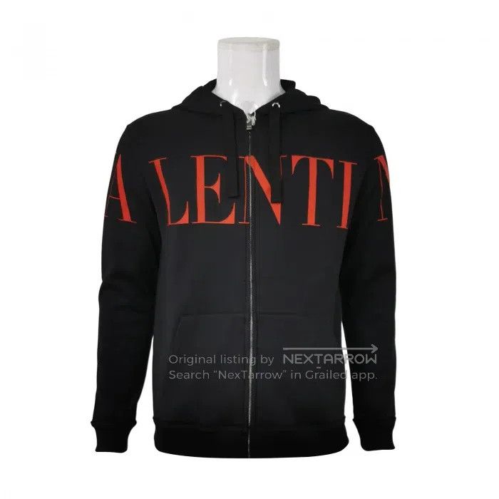 Valentino Valentino Cotton contrasting letter logo hooded zipper Size US S / EU 44-46 / 1 - 1 Thumbnail