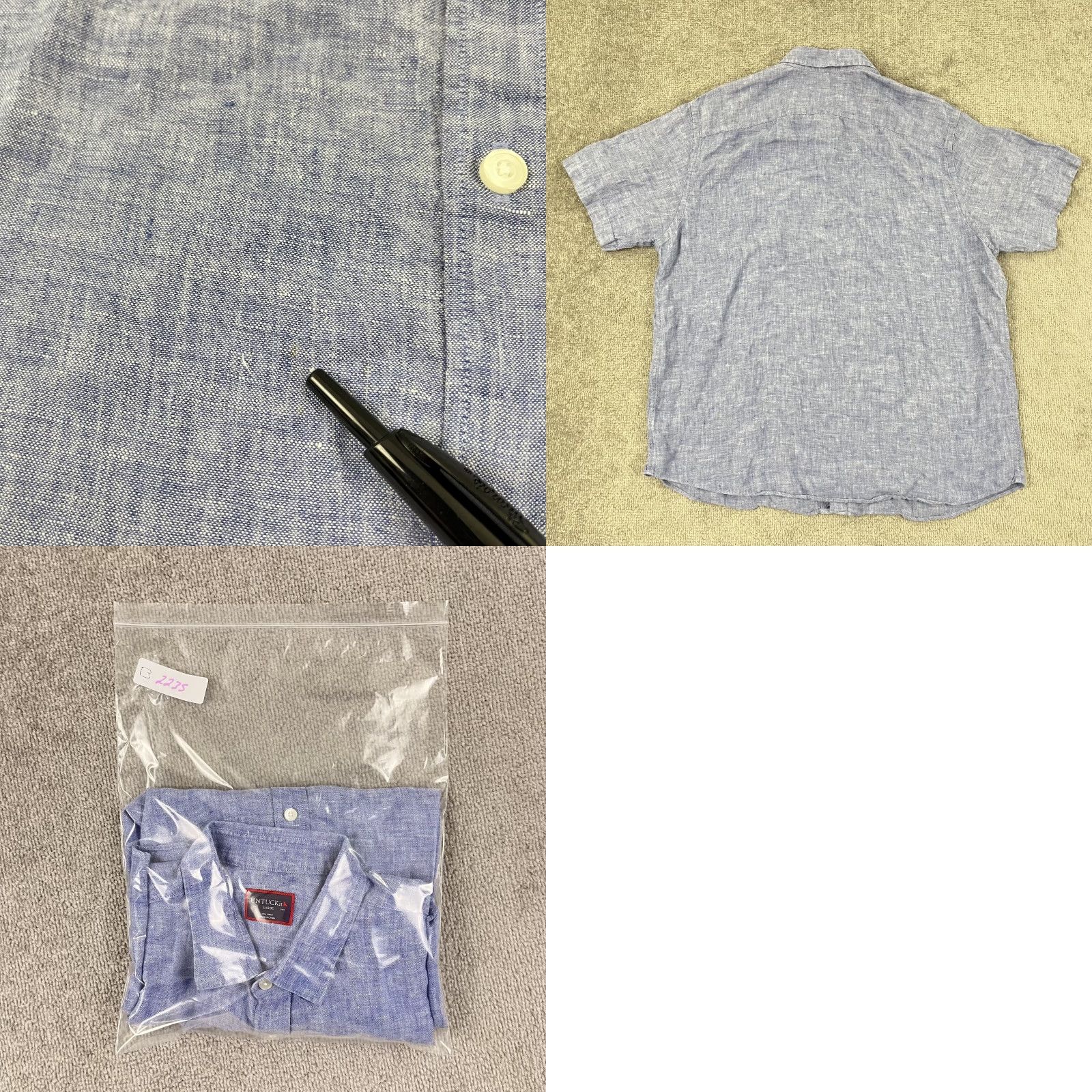 UNTUCKit UNTUCKit Shirt Mens L Blue 100% Linen Button-Up Short Sleeve Casual Summer Size US L / EU 52-54 / 3 - 8 Thumbnail