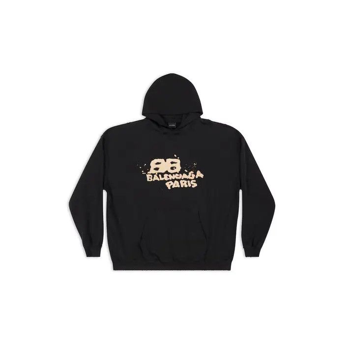 Balenciaga o1bcso1str0326 Hand-Drawn BB Icon Hoodie Large Fit in Black Size M / US 6-8 / IT 42-44 - 1 Thumbnail