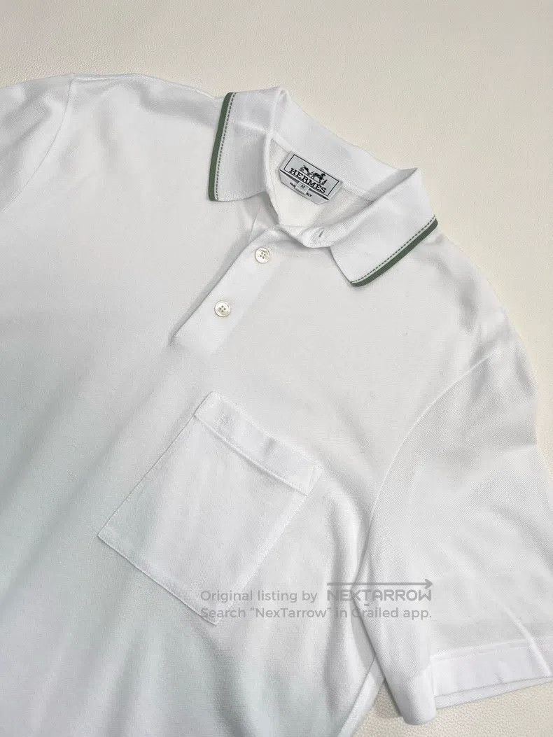 Hermes Hermes Men's polo shirt with green collar Size US M / EU 48-50 / 2 - 2 Thumbnail