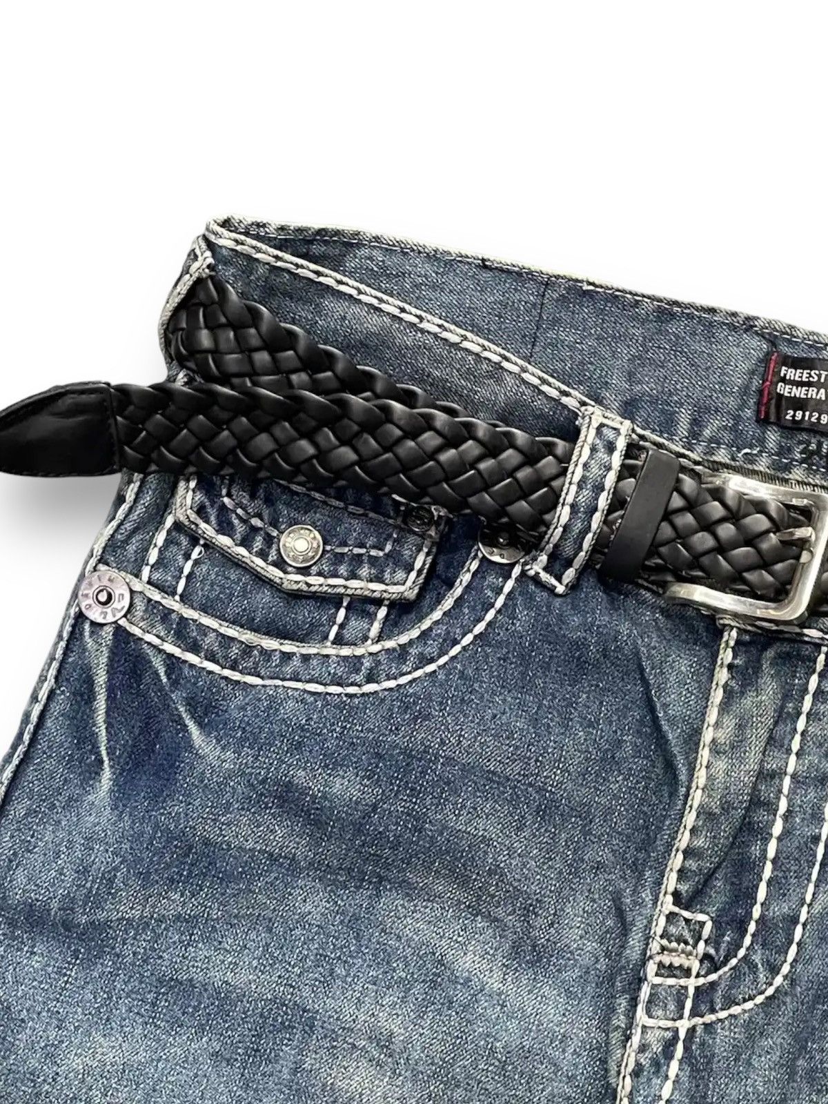 20471120 × GOSTAR DE FUGA × Hysteric Glamour Japan 291251 Heavy Stitched Flared Denim With Braided Belt Size US 32 / EU 48 - 6 Thumbnail