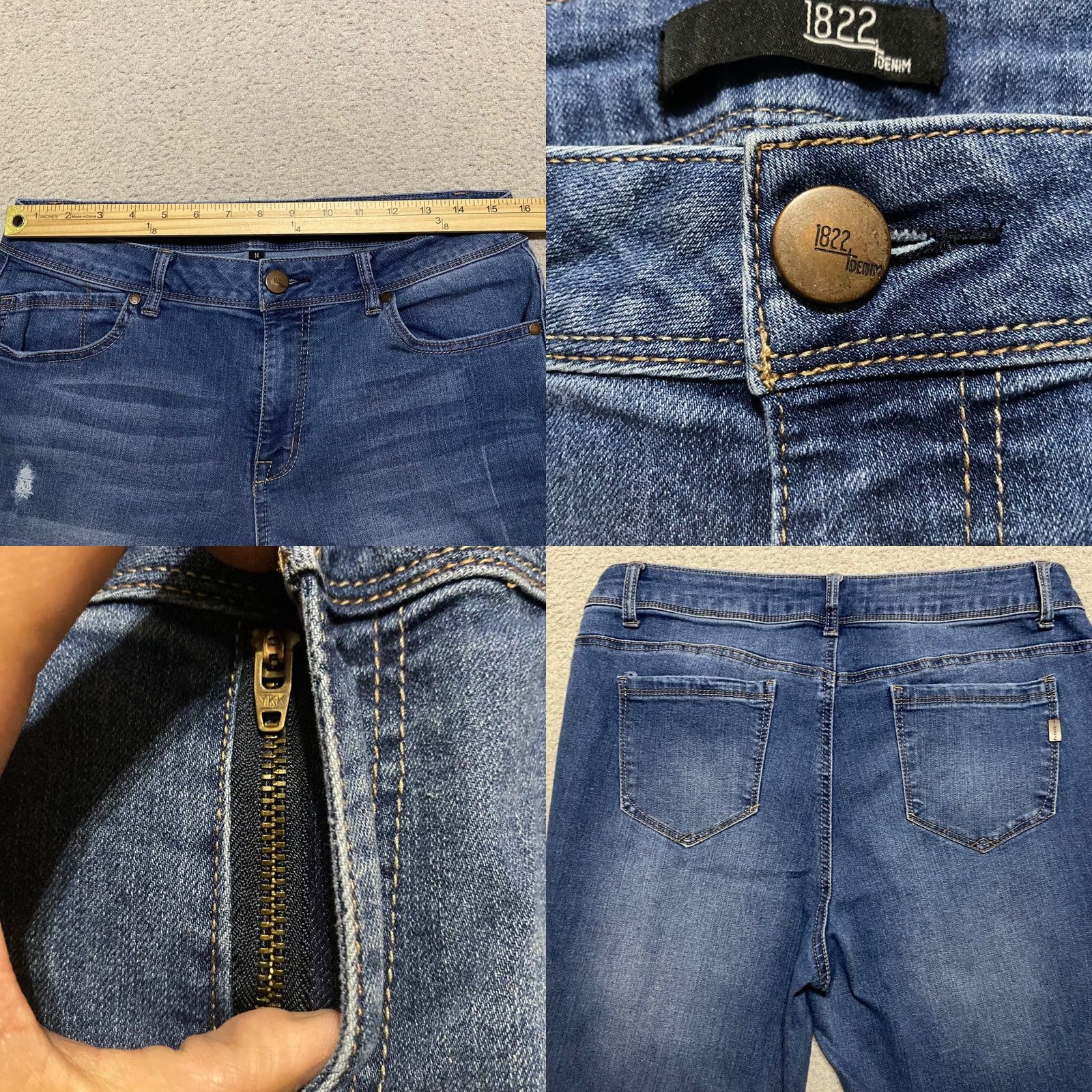 Vintage 1822 Denim Jeans Blue 14 Straight High Rise Distressed Denim Cotton Blend Womens Regular Size 14 Jeans Size 36" / US 14 / IT 50 - 8 Thumbnail