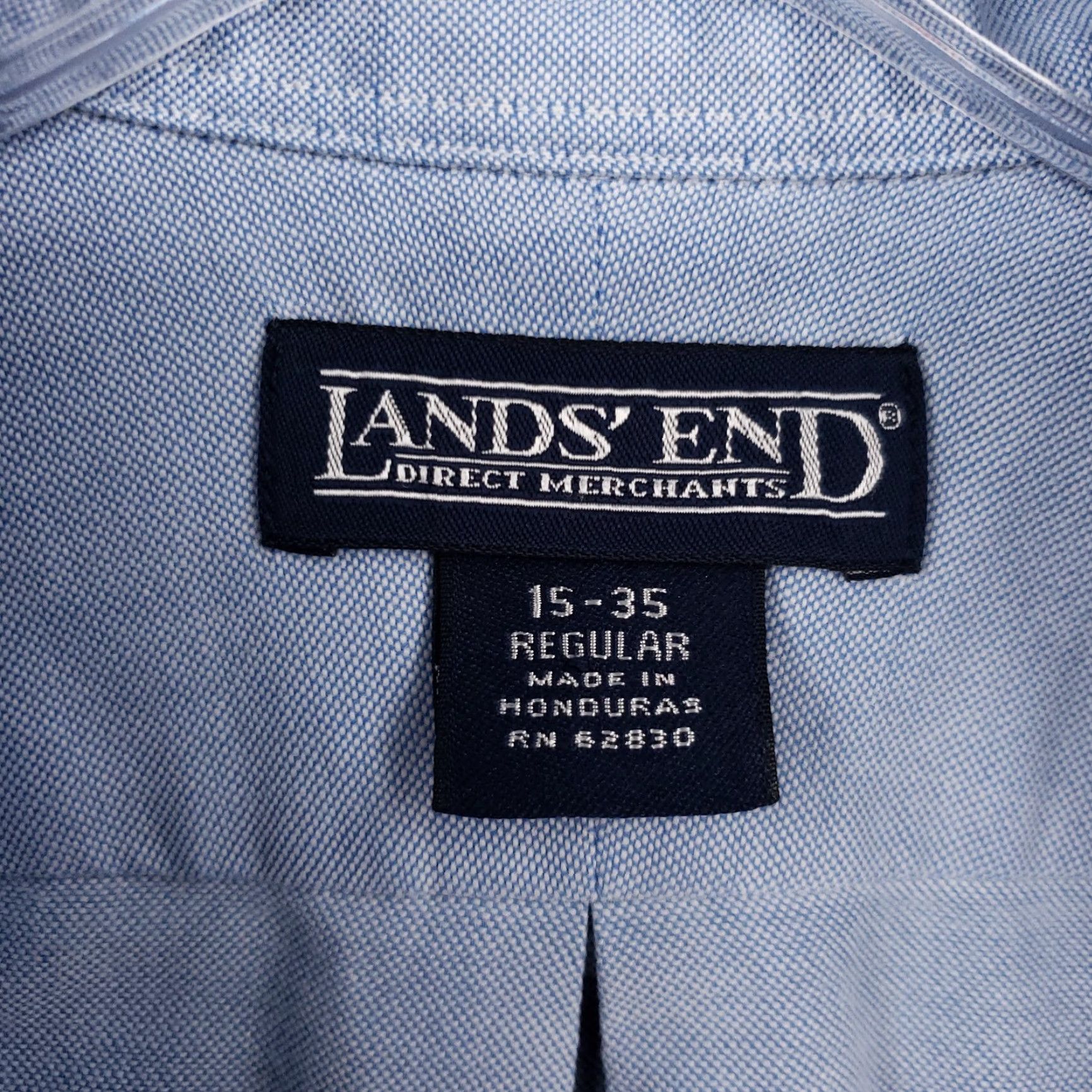 Lands' End Lands' End Dress Shirt Mens 15 Button-Down Blue Pocket Long Sleeves Cotton Blend Shirt Mens Blue Slim? Size 40R - 3 Thumbnail