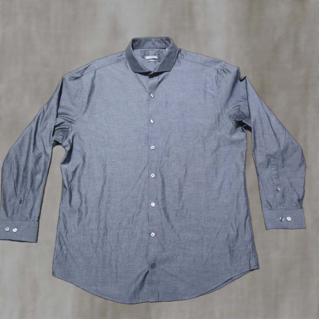 Kenneth Cole Kenneth Cole Reaction Shirt Slim Gray 16.5 Men Long Sleeve Button-Up Size US XL / EU 56 / 4 - 1 Thumbnail