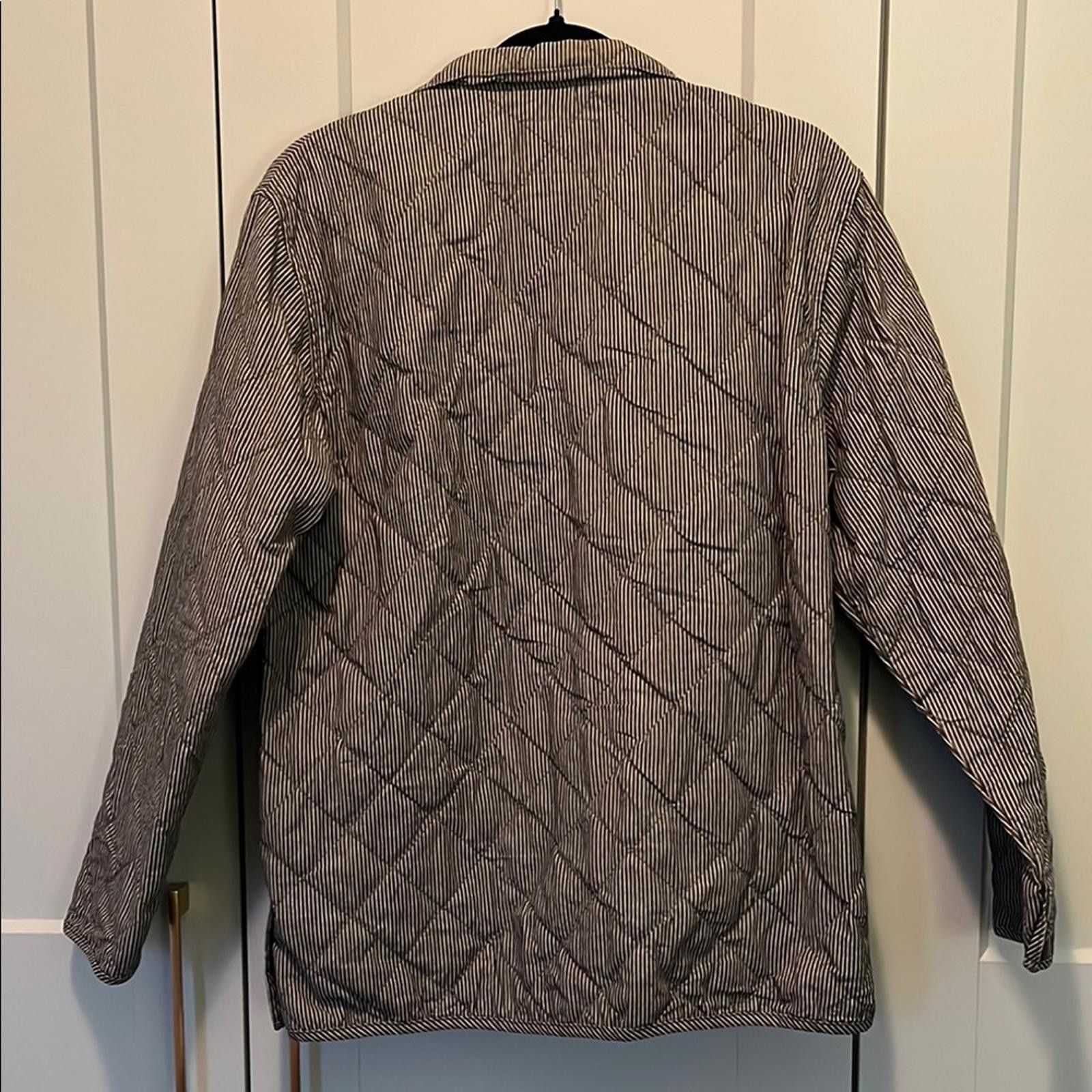 Takeo Kikuchi hickory stripe quilted shirt jacket