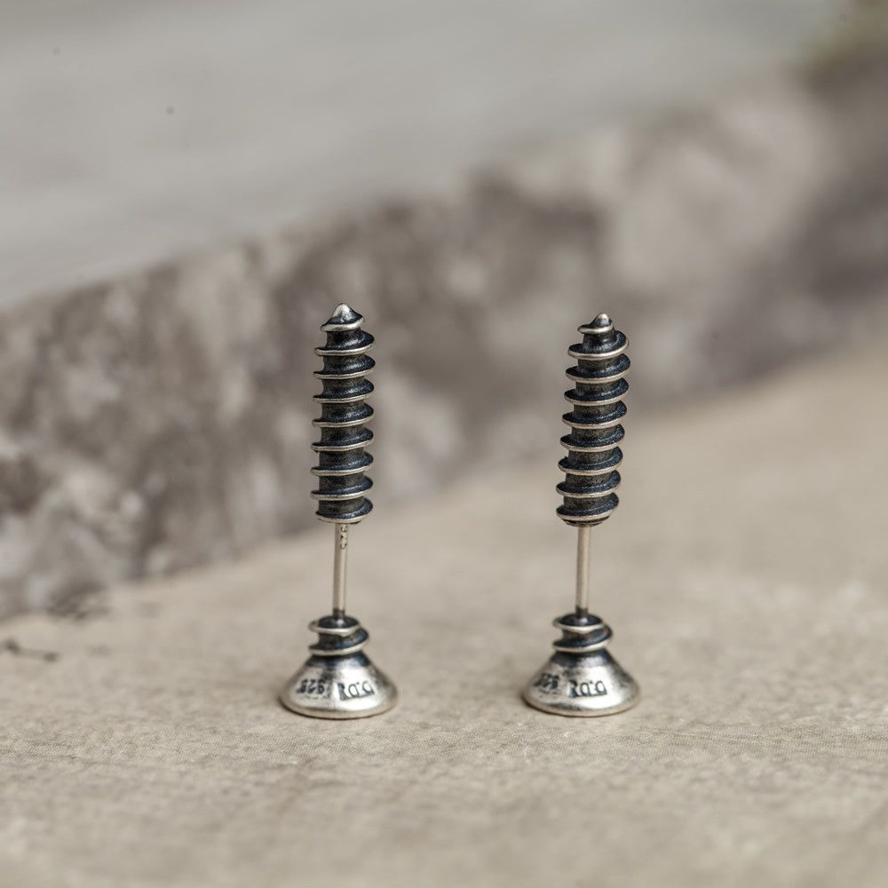 Jewelry Screw Hip-hop Earrings One Pairs Chrome Jewelry Size ONE SIZE - 3 Thumbnail
