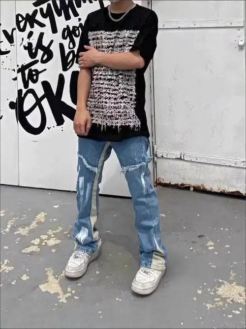 Japanese Brand High Street Straight Loose Micro Flared Pants Size US 28 / EU 44 - 3 Thumbnail