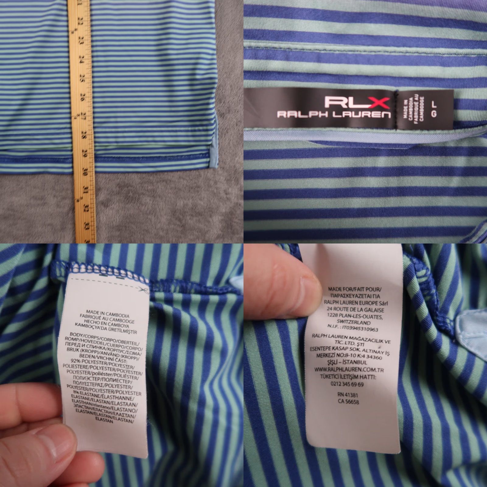 RLX Ralph Lauren RLX Ralph Lauren Polo Shirt Mens L PGA Striped Golf Sport Shirt Size US L / EU 52-54 / 3 - 8 Thumbnail