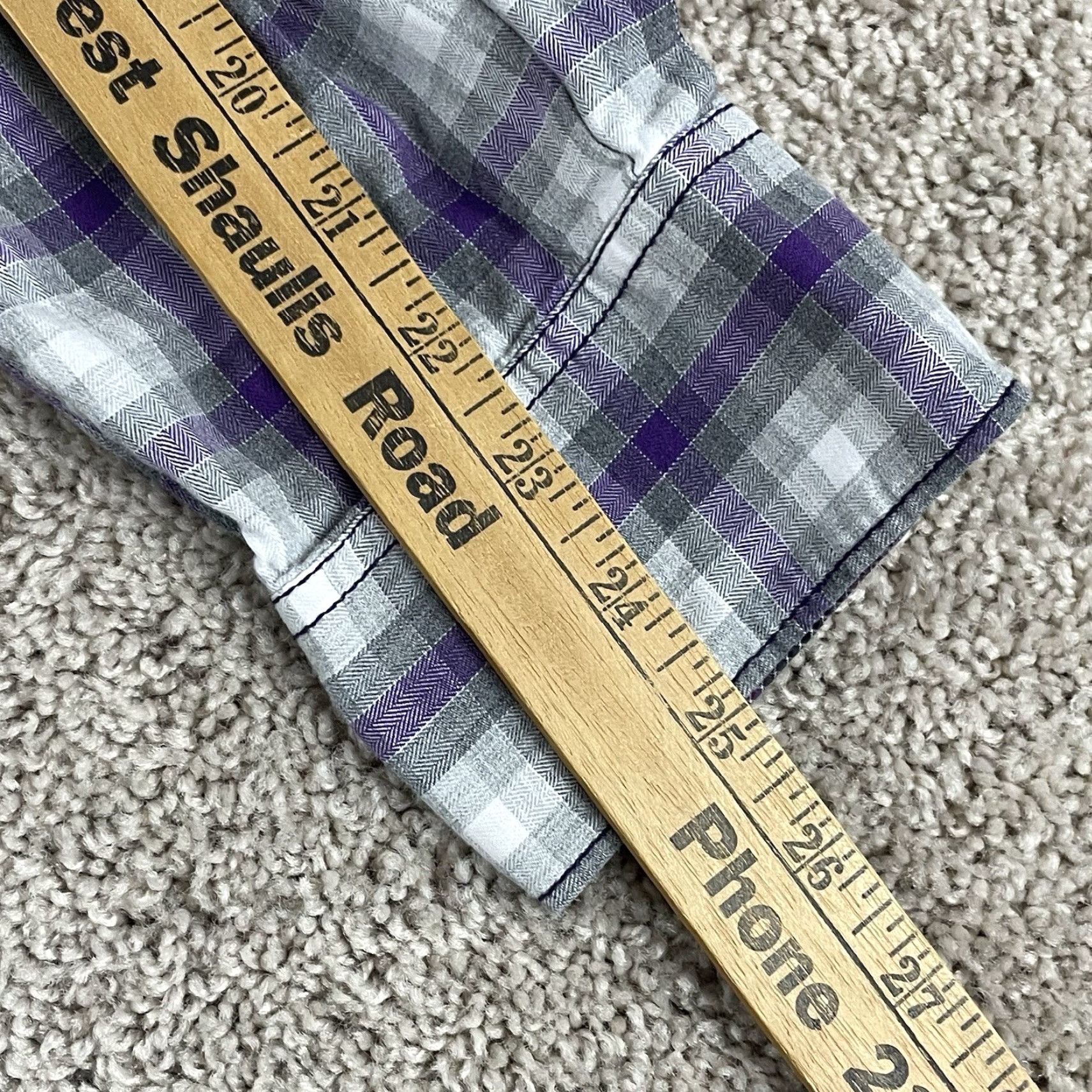 BUGATCHI Bugatchi Shirt Large Gray Purple Flip Cuff Long Sleeve Shaped Fit Button T489 Size US L / EU 52-54 / 3 - 6 Thumbnail