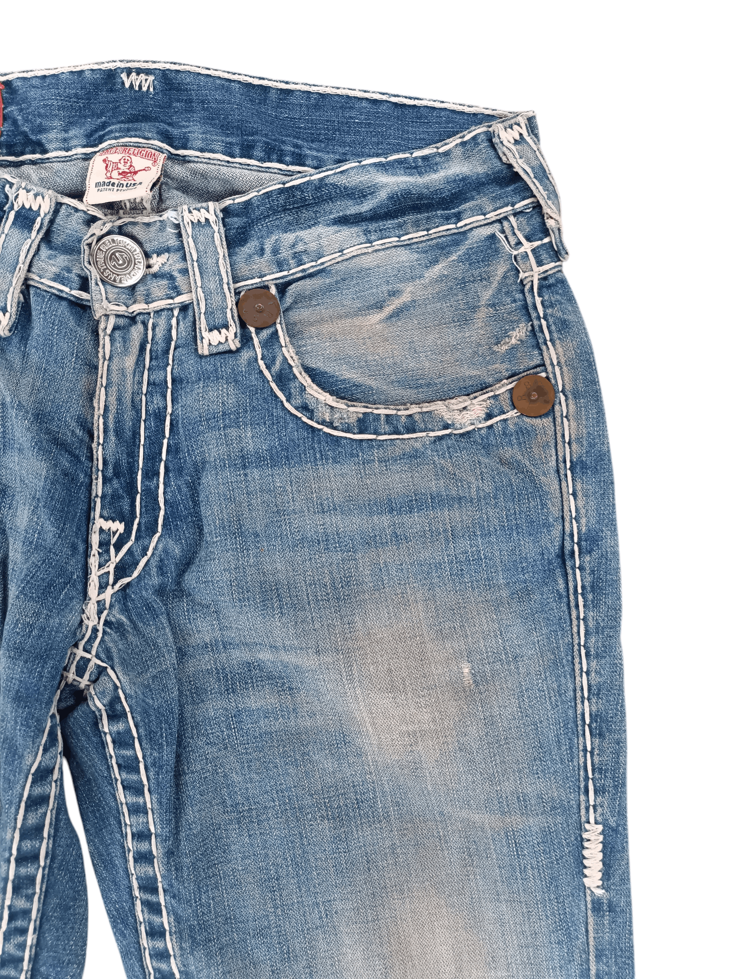 True Religion × Vintage True Religion ひ Joey Super T Distressed Baggy Flare Y2K Size US 32 / EU 48 - 5 Thumbnail