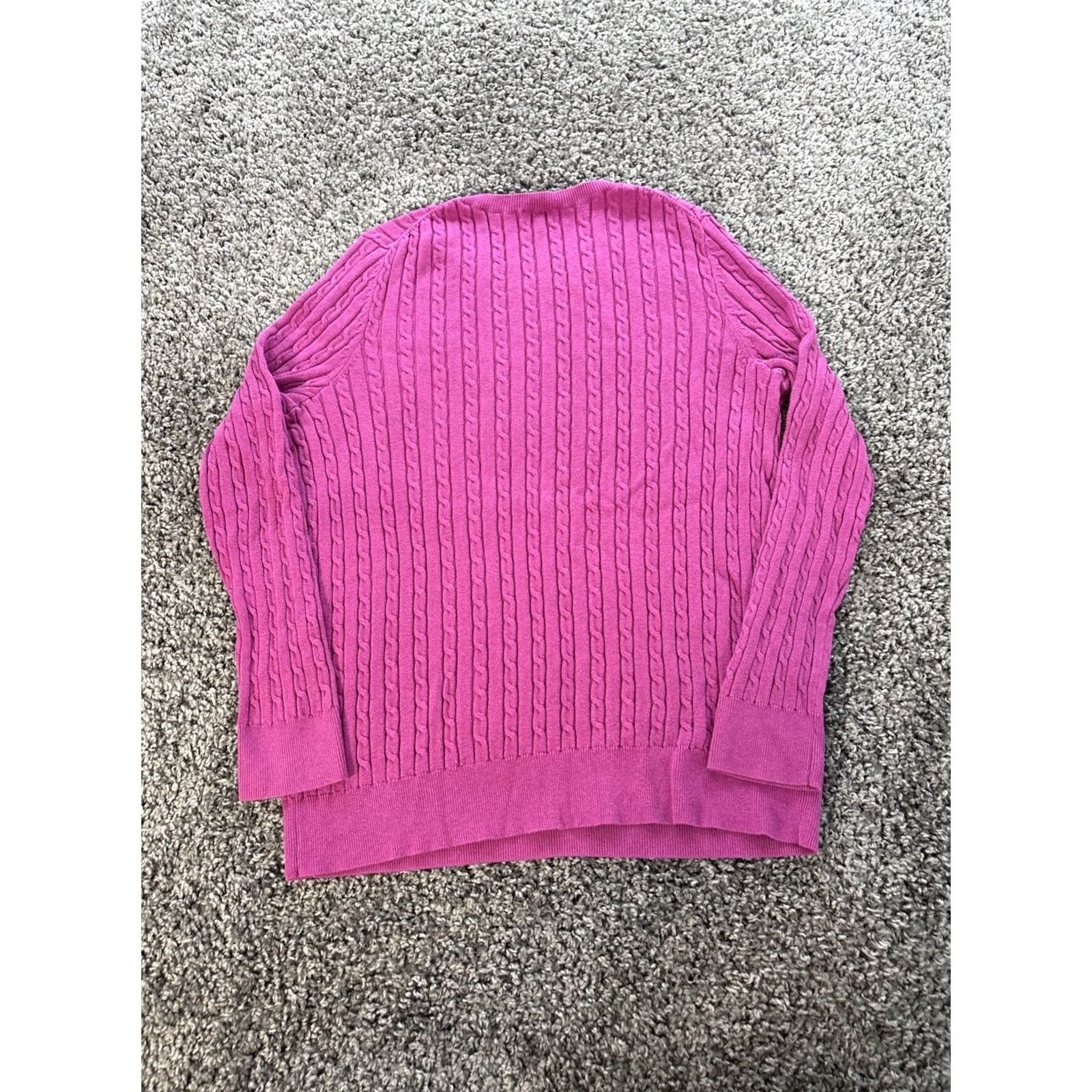 Talbots Talbots Sweater Womens 1x Purple Knit Pullover Long Sleeve Chunky Cotton Size XL / US 12-14 / IT 48-50 - 5 Thumbnail