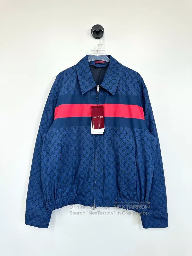 Gucci Gucci Dark blue full-print logo zipper jacket Size US S / EU 44-46 / 1 - 1 Thumbnail