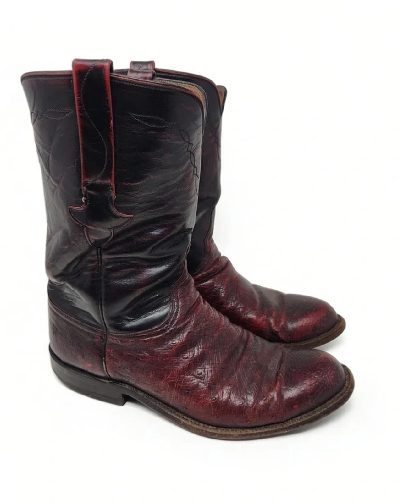 Lucchese Lucchese L8284 Cherry Ostrich Western Cowboy Boots Mens 8.5 Size US 8.5 / IT 38.5 - 1 Thumbnail