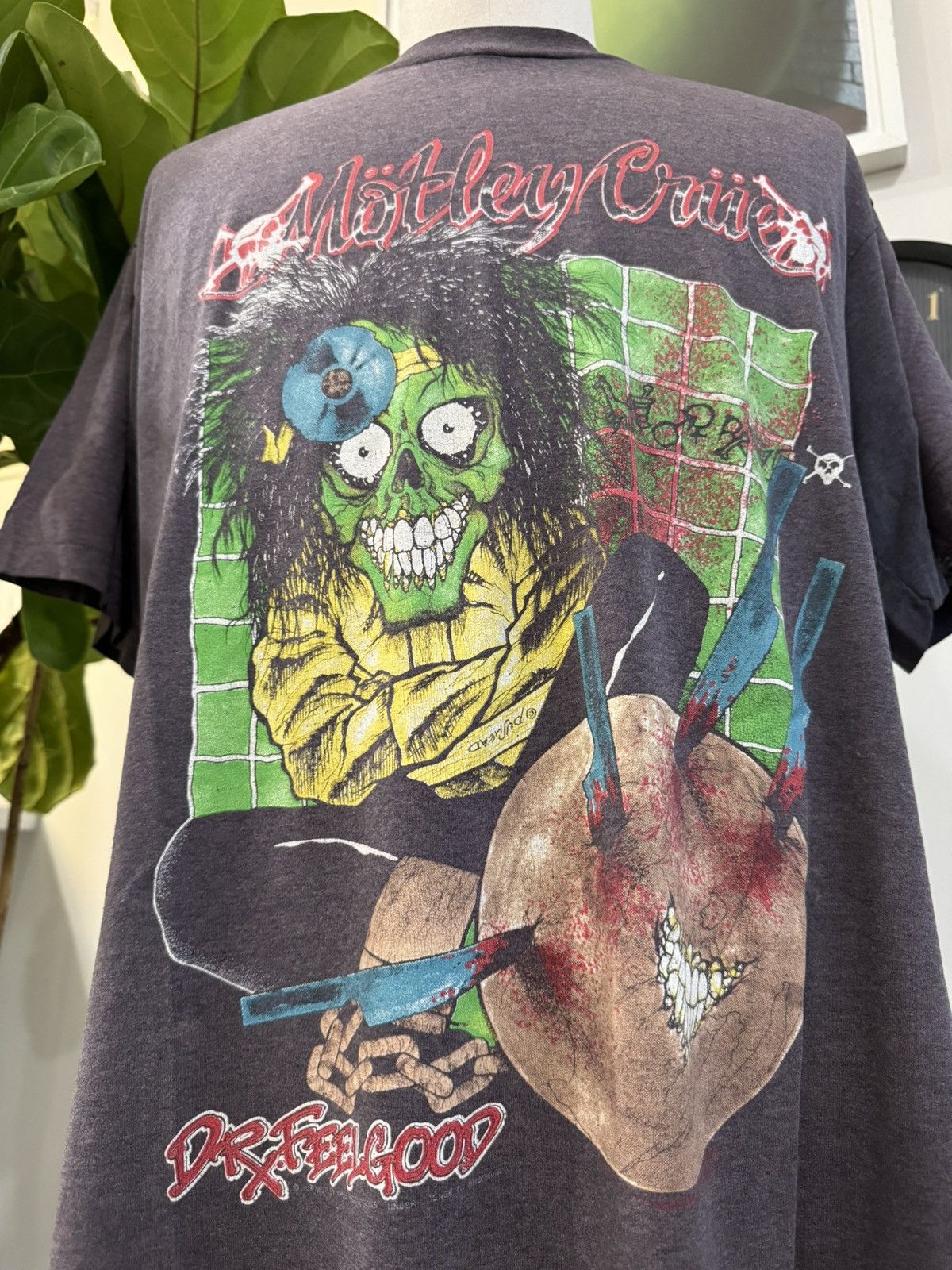 image of Band Tees Vintage 1989 Motley Crue "dr. Feelgood" Promo Tee Pushead XL in Faded Black, Men's