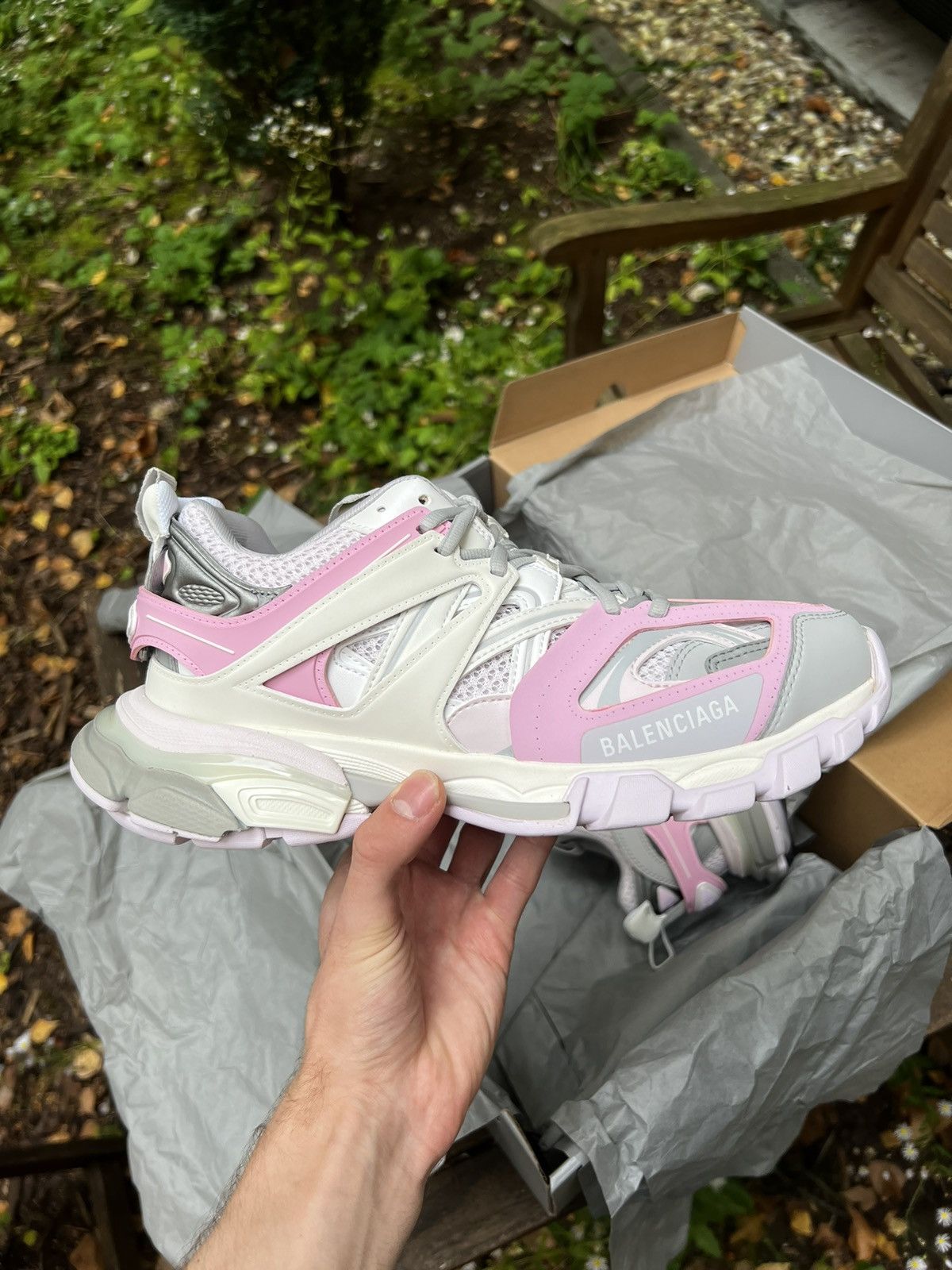 Pink orders and white balenciaga