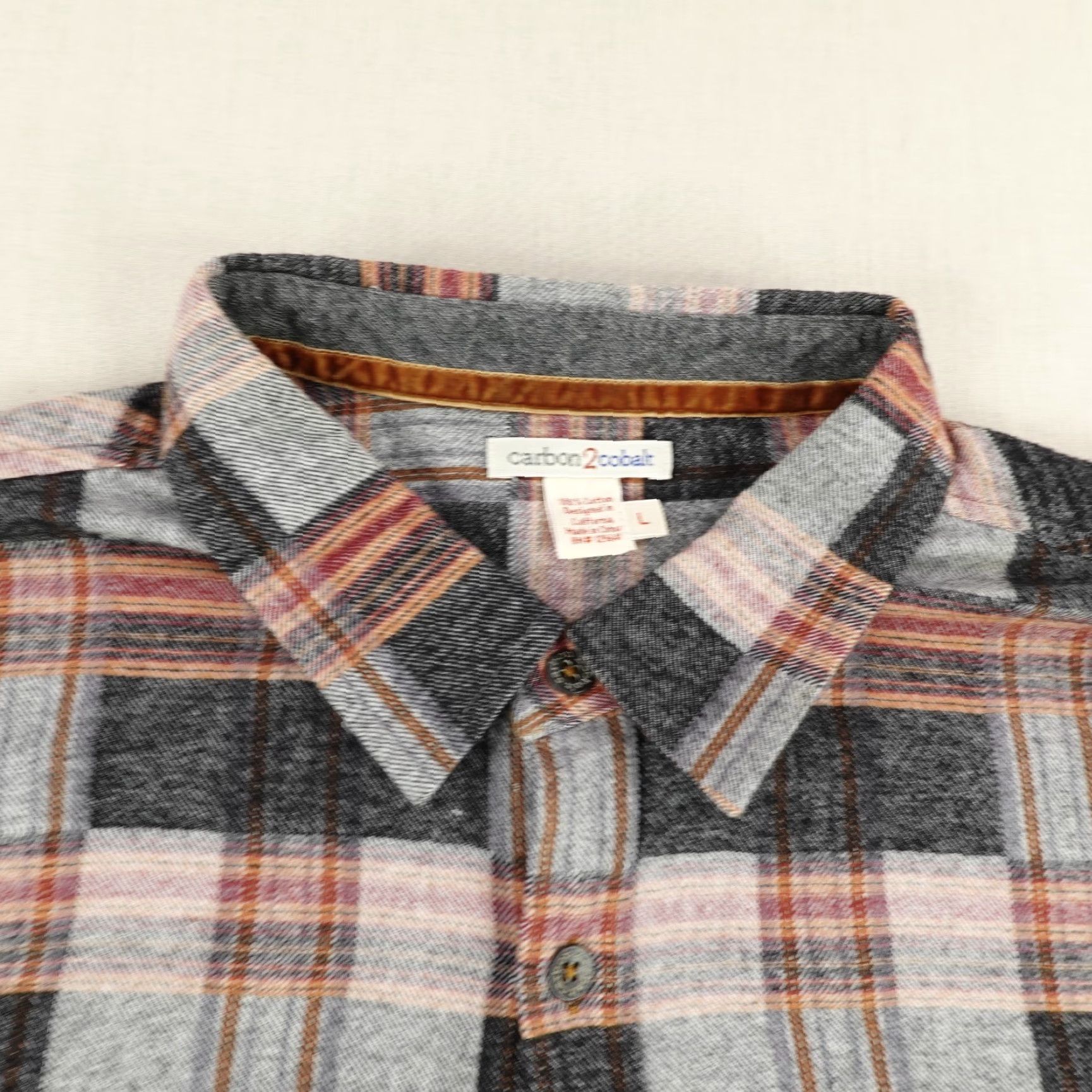 Carbon2Cobalt VINTAGE Carbon 2 Cobalt Men's Flannel Shirt Casual Workwear Outdoor Long Sleeve Cotton Gray Plaid Large Size US L / EU 52-54 / 3 - 2 Thumbnail