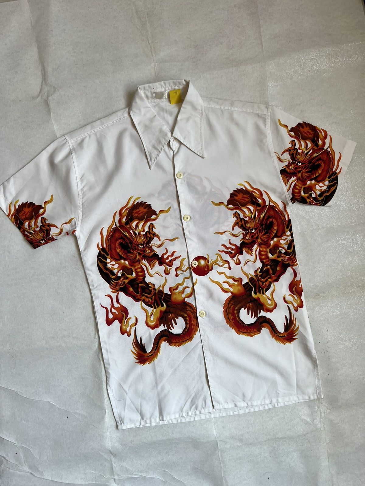 Japanese Brand Japanese Traditional Overprint Dragon Button Up Size US M / EU 48-50 / 2 - 2 Thumbnail
