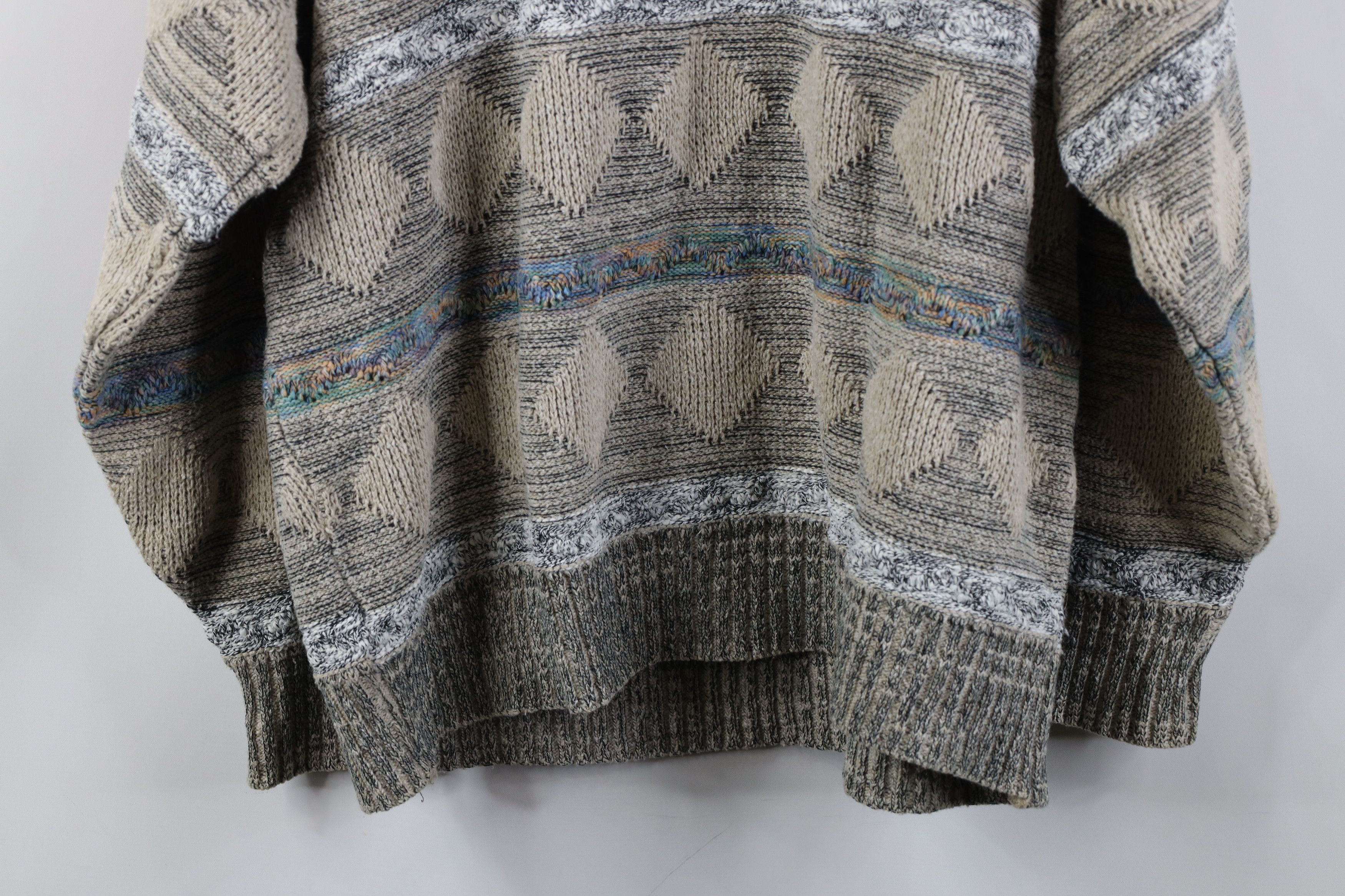 Vintage Vintage 90s Streetwear Striped Diamond Knit Crewneck Sweater Size XL / US 12-14 / IT 48-50 - 10 Thumbnail