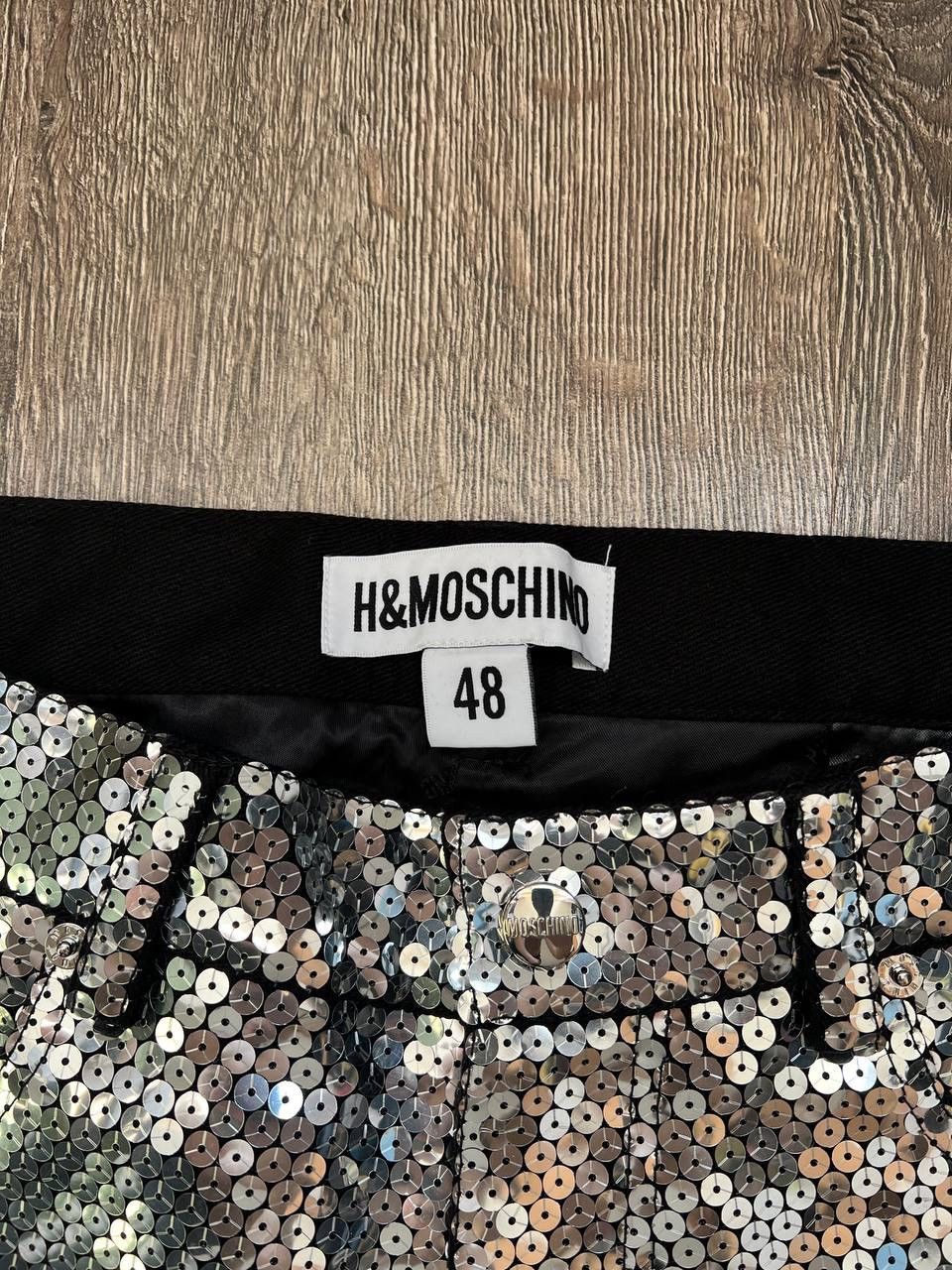 Japanese Brand × Jeremy Scott × Moschino Moschino H&M Jeremy Scott sequined denim silver pants Size US 33 - 9 Thumbnail