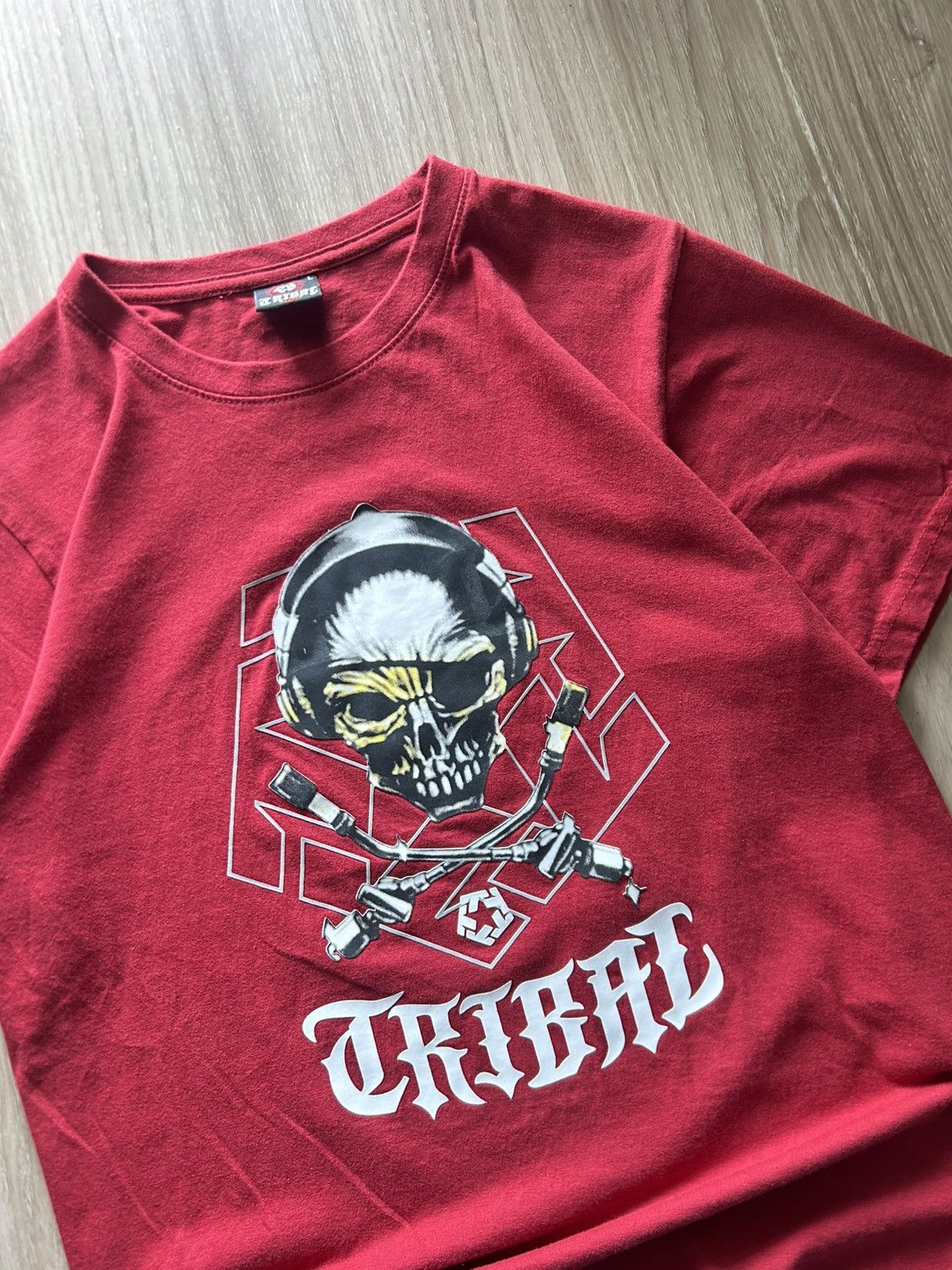Tribal Streetwear Vintage Tribal Gear T-Shirt Y2K DJ Skull Graphic Streetwear Size US L / EU 52-54 / 3 - 3 Thumbnail