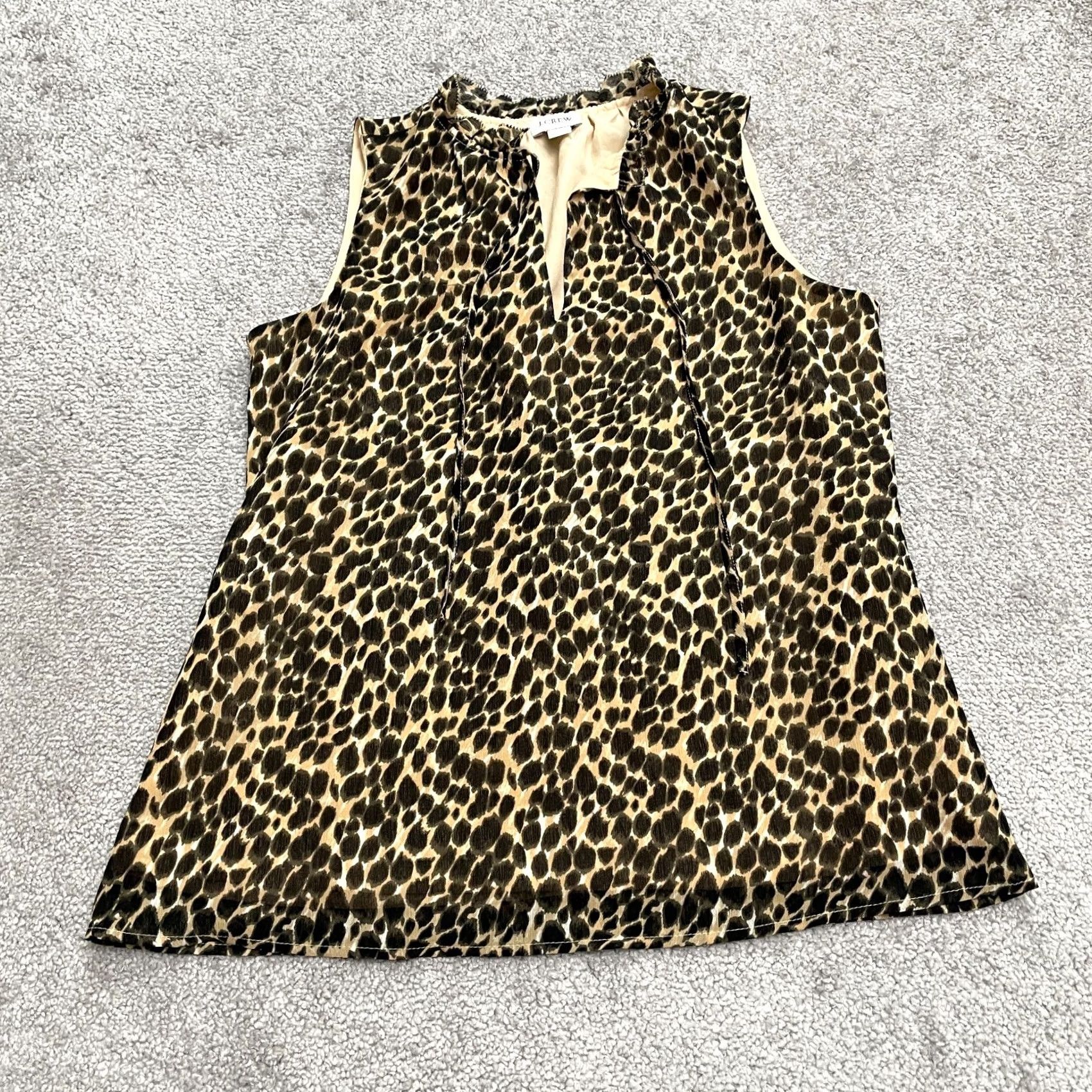 J.Crew J.Crew Leopard Tank Blouse Womens XS Brown Black Animal Print Sleeveless Casual Size XXS / US 00 / IT 34 - 2 Thumbnail