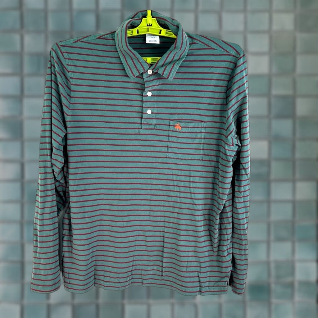 Brooks Brothers VINTAGE Brooks Brothers Men Polo Shirt Long Sleeve Striped Green Size Large Casual Classic Size US L / EU 52-54 / 3 - 1 Thumbnail