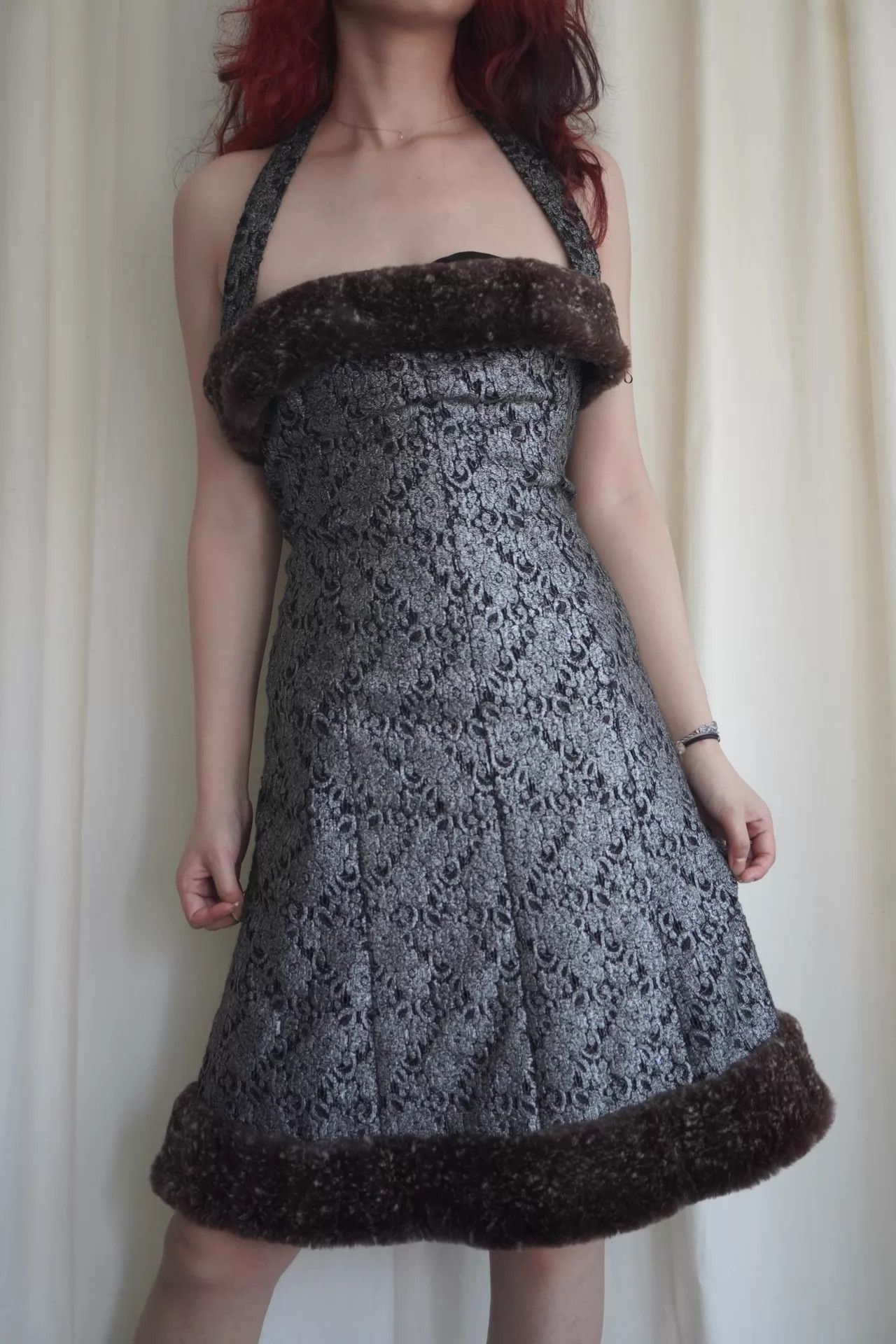 Chanel Chanel 2005 AW Halter Lace Dress Sleeve Set Silver/Suede L Size L / US 10 / IT 46 - 2 Thumbnail