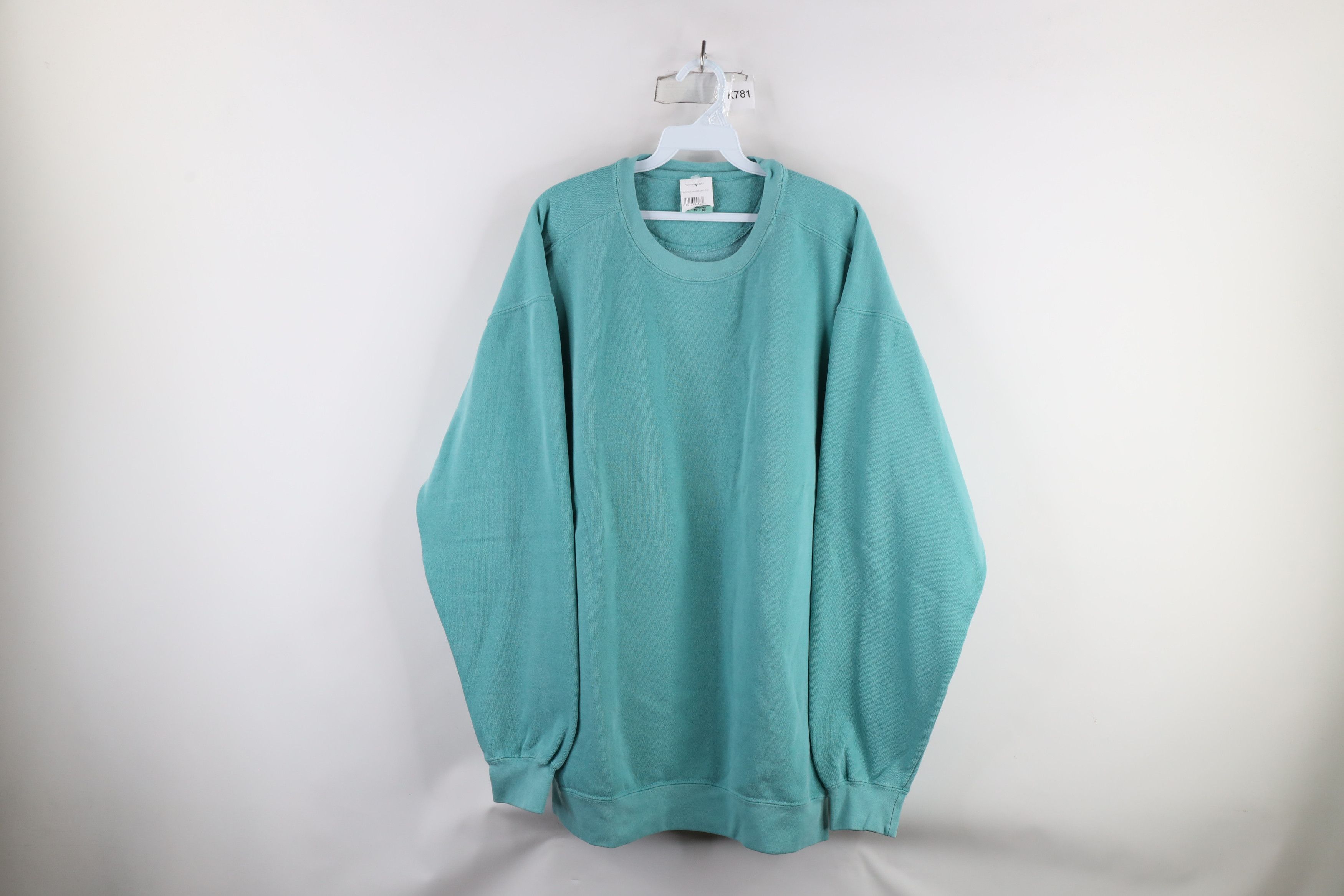 Vintage Deadstock Vintage 90s Streetwear Stonewash Sweatshirt Teal Size US XL / EU 56 / 4 - 1 Thumbnail