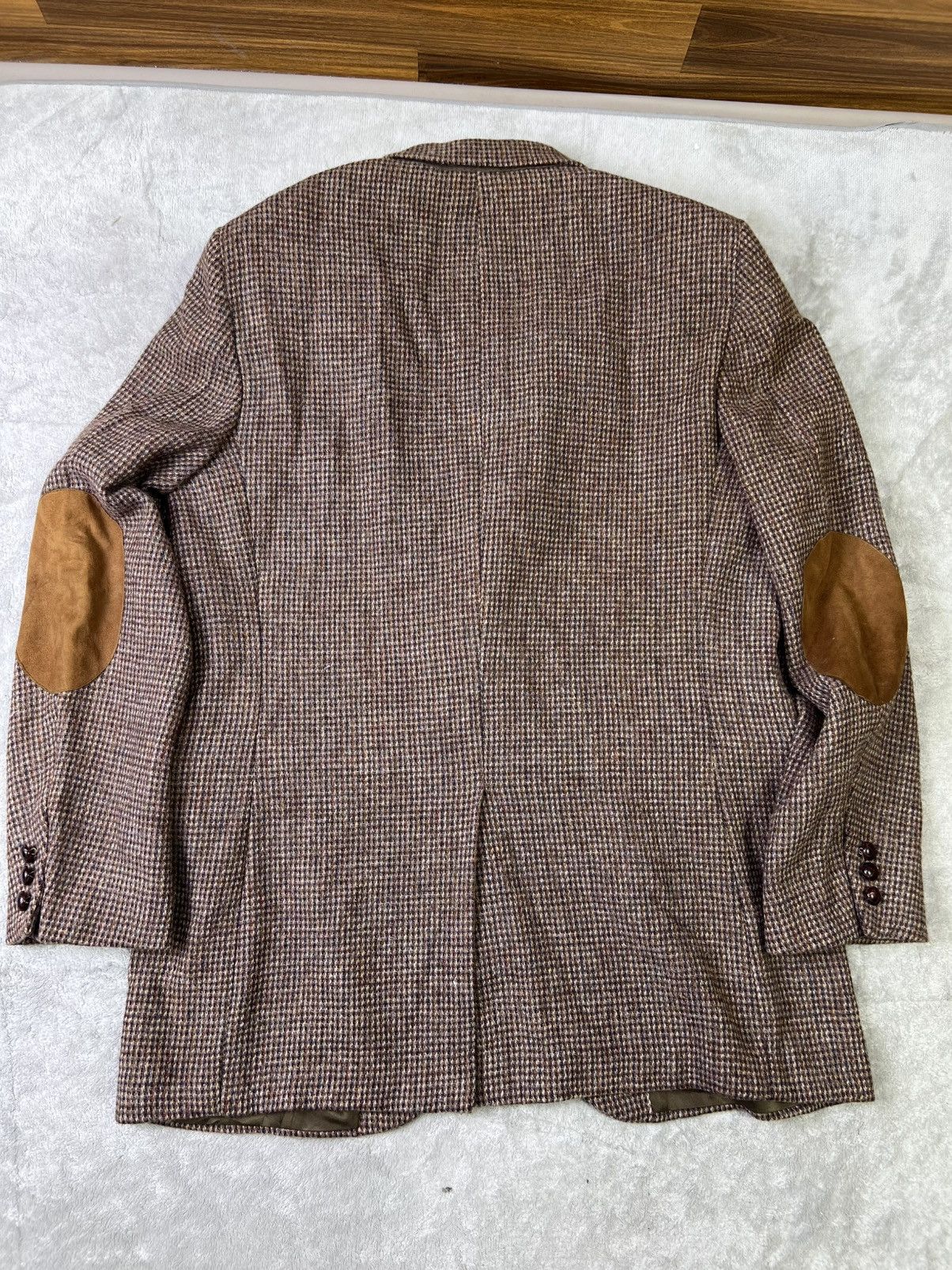 Harris Tweed Harris Tweed Stafford Blazer Brown Houndstooth Elbow Patch Size 46R - 13 Thumbnail