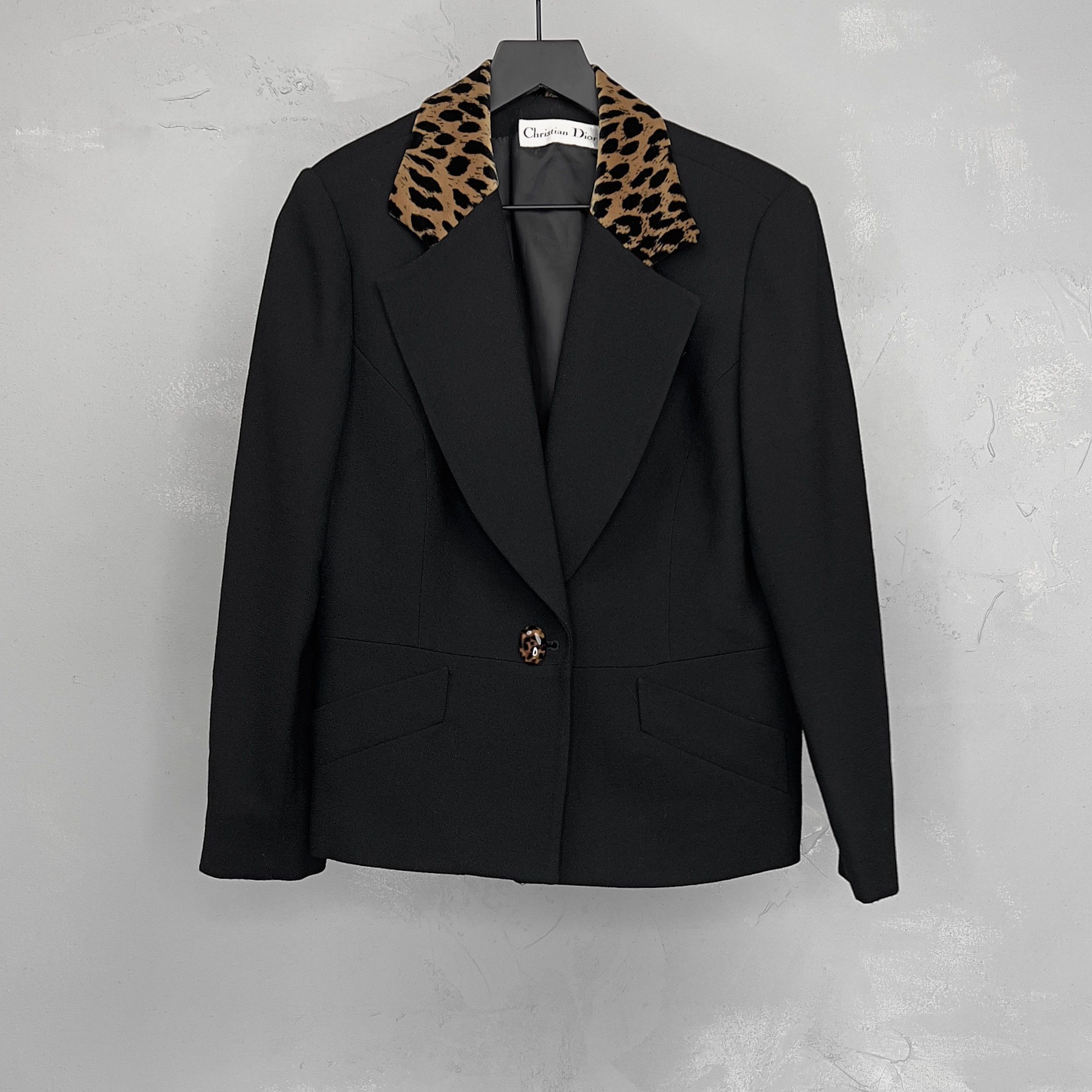 image of Vintage 1980S Christian Dior Wool Blazer W/ Velvet Collar in Black, Women's (Size Medium)
