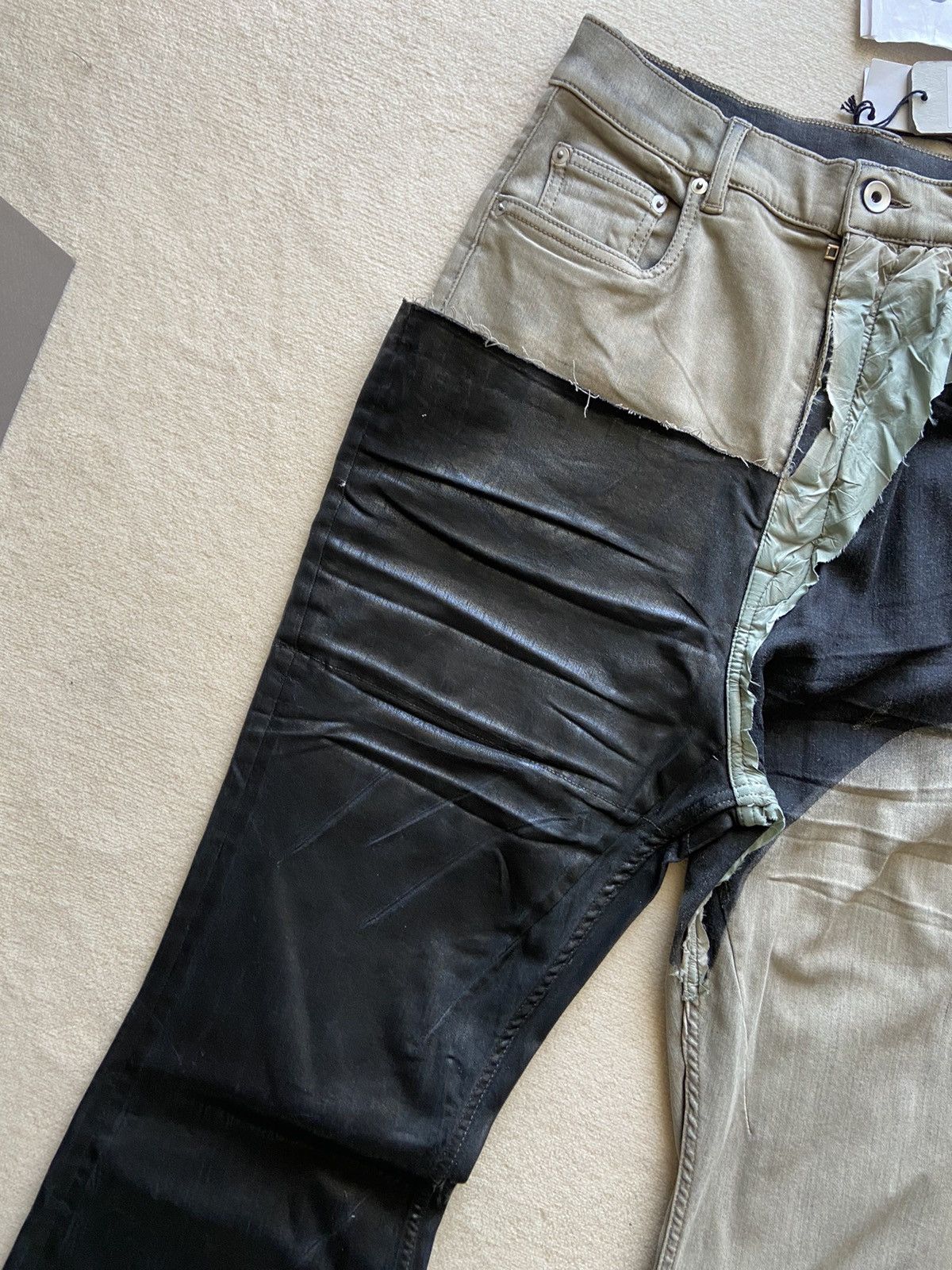 Rick Owens NEW | FW22 STROBE MINERAL PEARL BOLAN BOOTCUT WAXED COMBO 31 Size US 31 - 6 Thumbnail