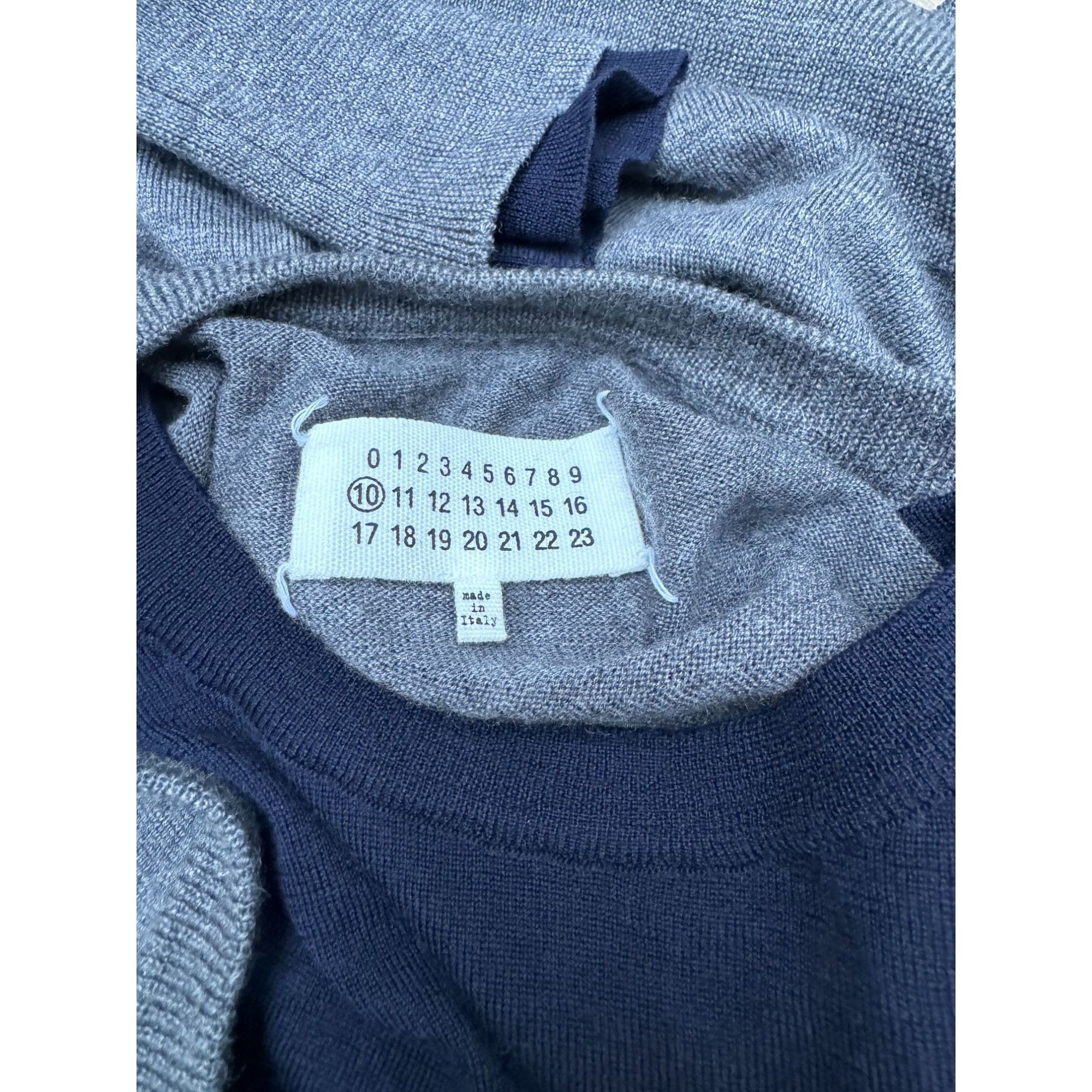 Maison Margiela Grey Wool Sweater with Layered Navy Insert Size US S / EU 44-46 / 1 - 3 Thumbnail
