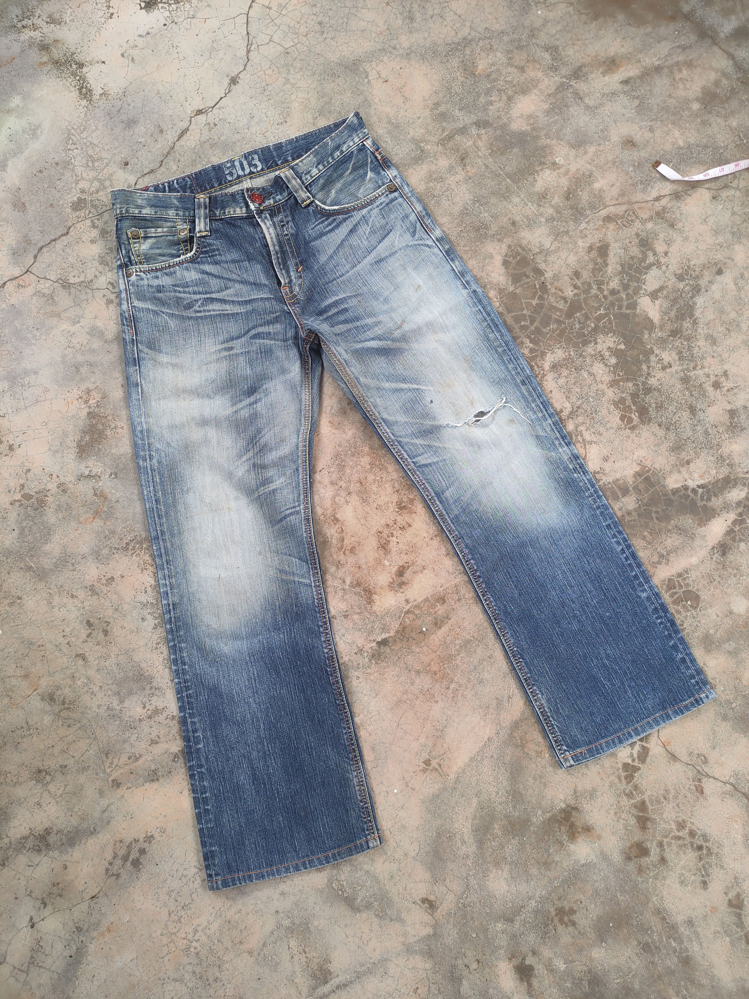 Edwin VINTAGE EDWIN BLUE TRIP FADED DISTRESSED DENIM JEAN PANTS Size US 33 - 2 Thumbnail