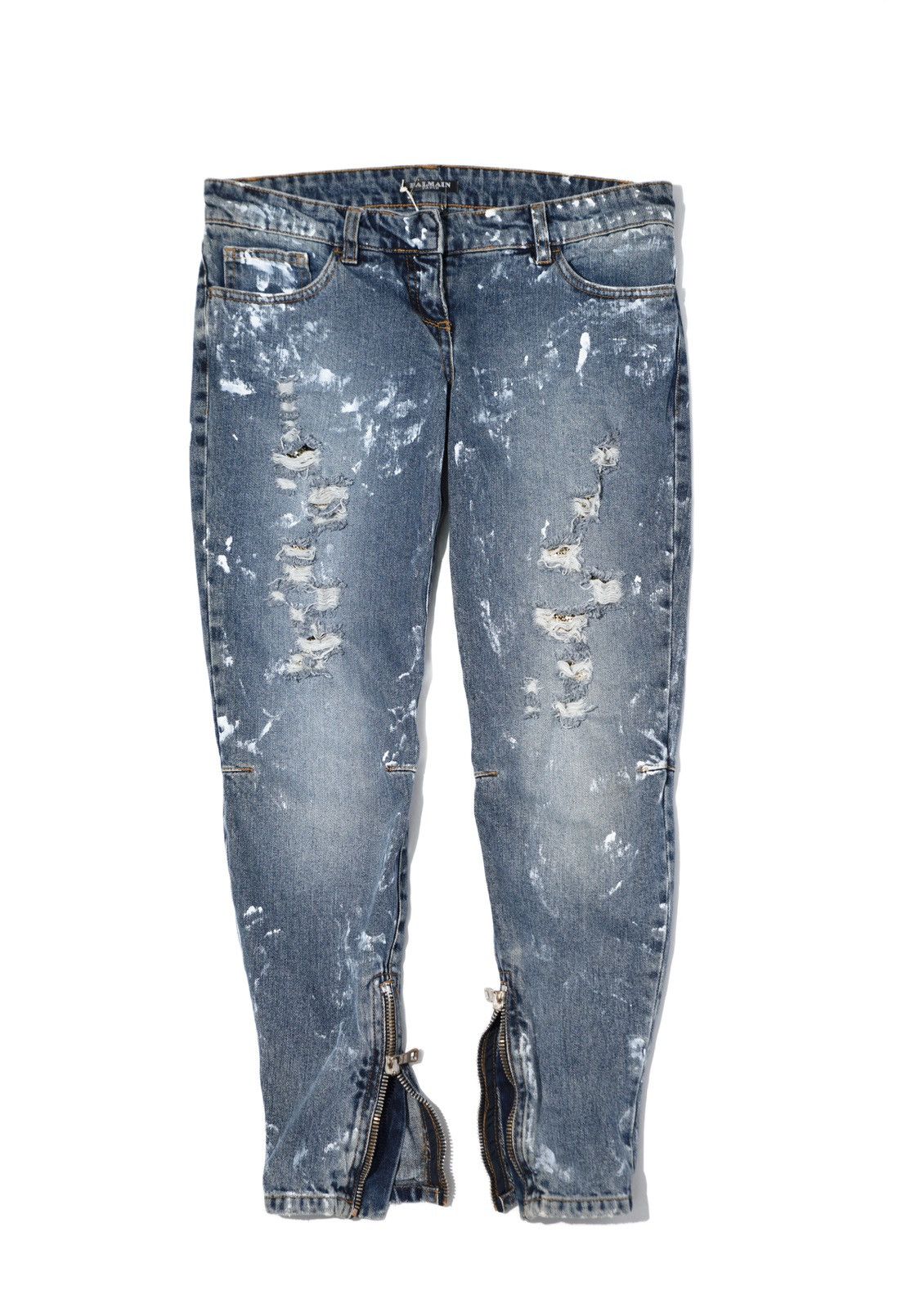 Balmain Balmain AW10 Chainmail Painted Skinny Low Rise Jeans Size US 28 / EU 44 - 2 Thumbnail